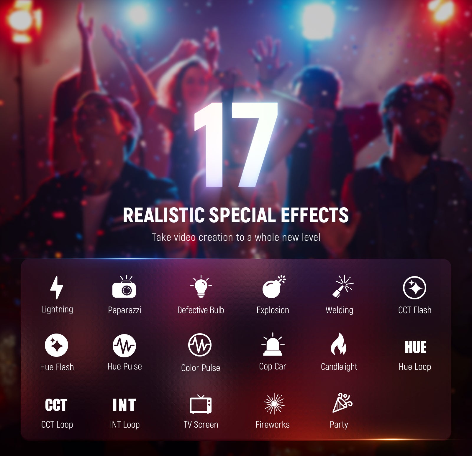 NEEWER CB100C RGB Video Light offers 17 realistic special effects.