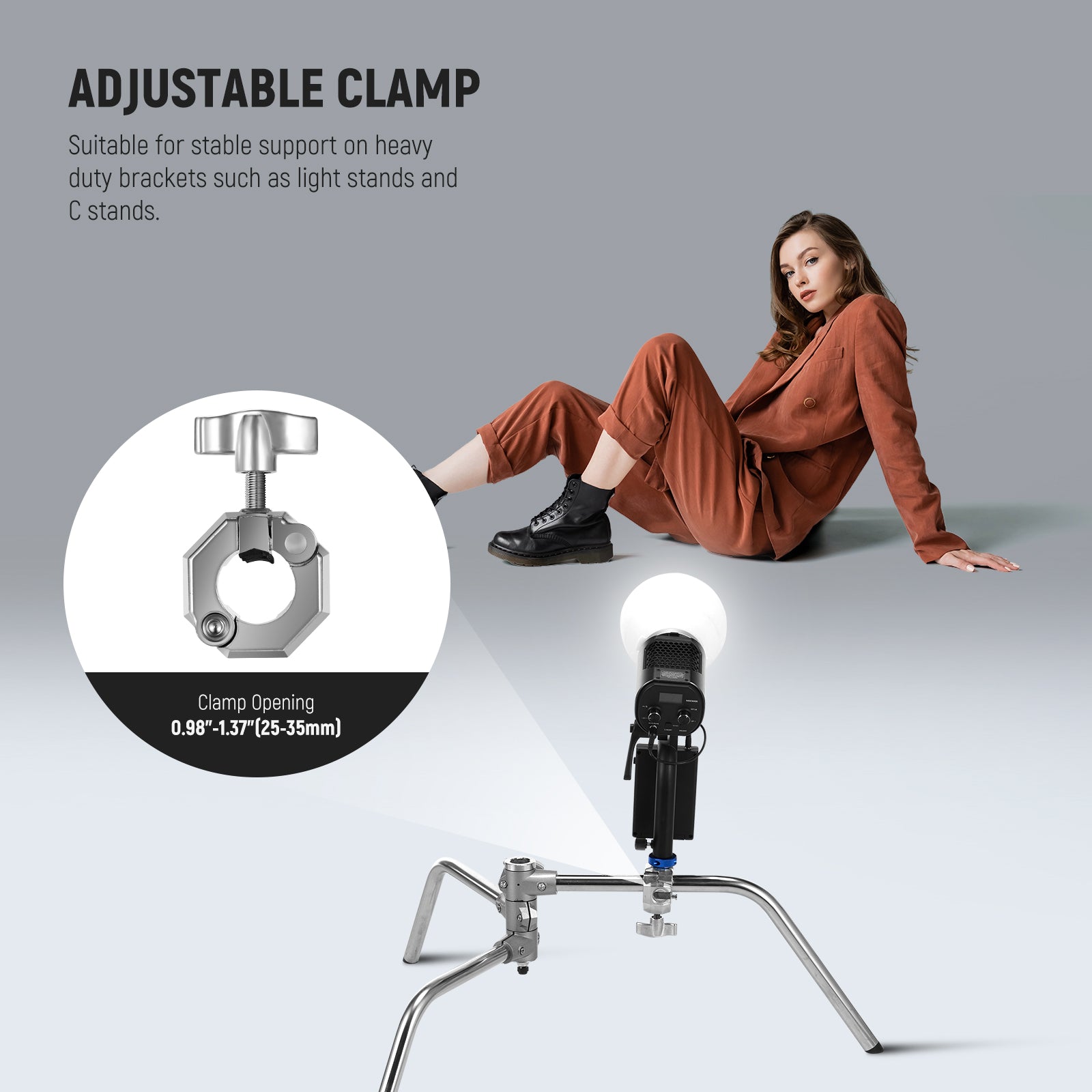 NEEWER UA045 3 Way Clamp is suitable for stable support on heavy duty brackets.