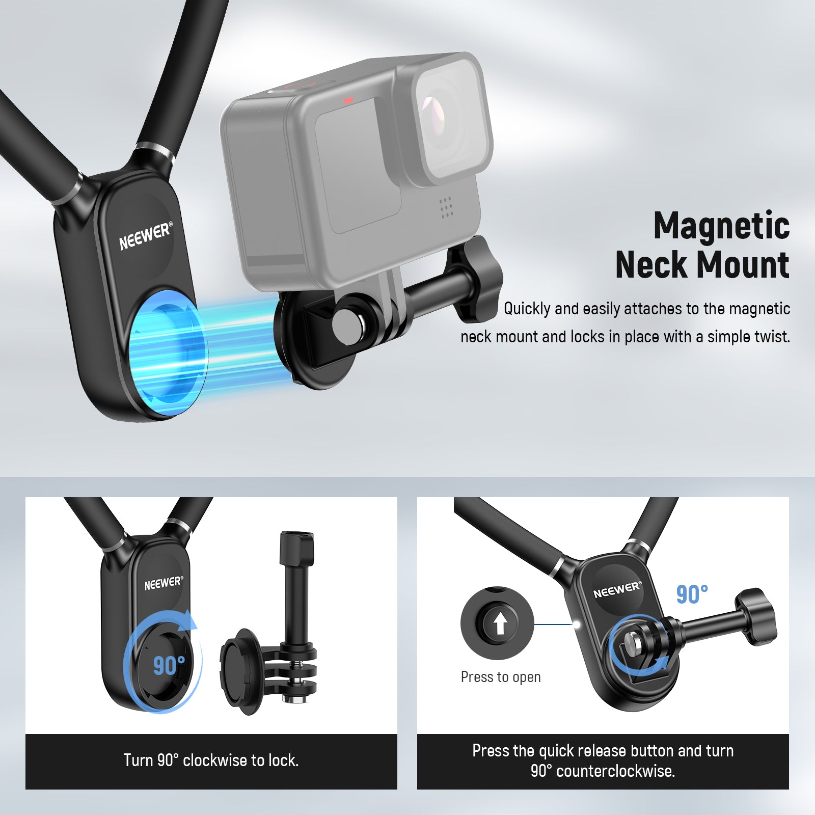 Magnetic Quick Release Flexible Action Neck Mount