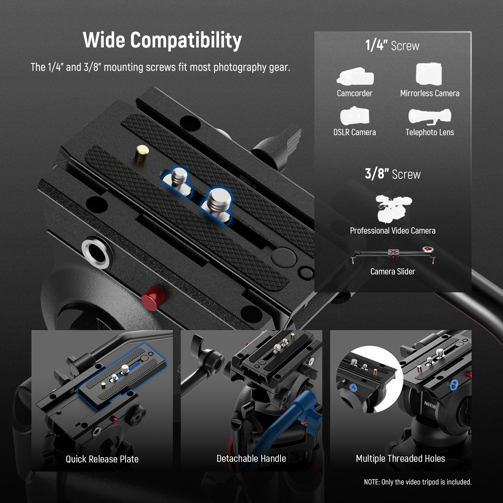 Wide Compatibility of the NEEWER TP37 Video Tripod for Camera