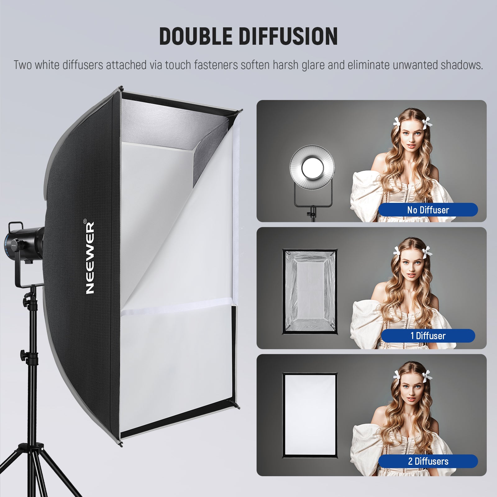 This 24" x 35" / 60 x 90cm rectangular softbox features a glossy silver lining
