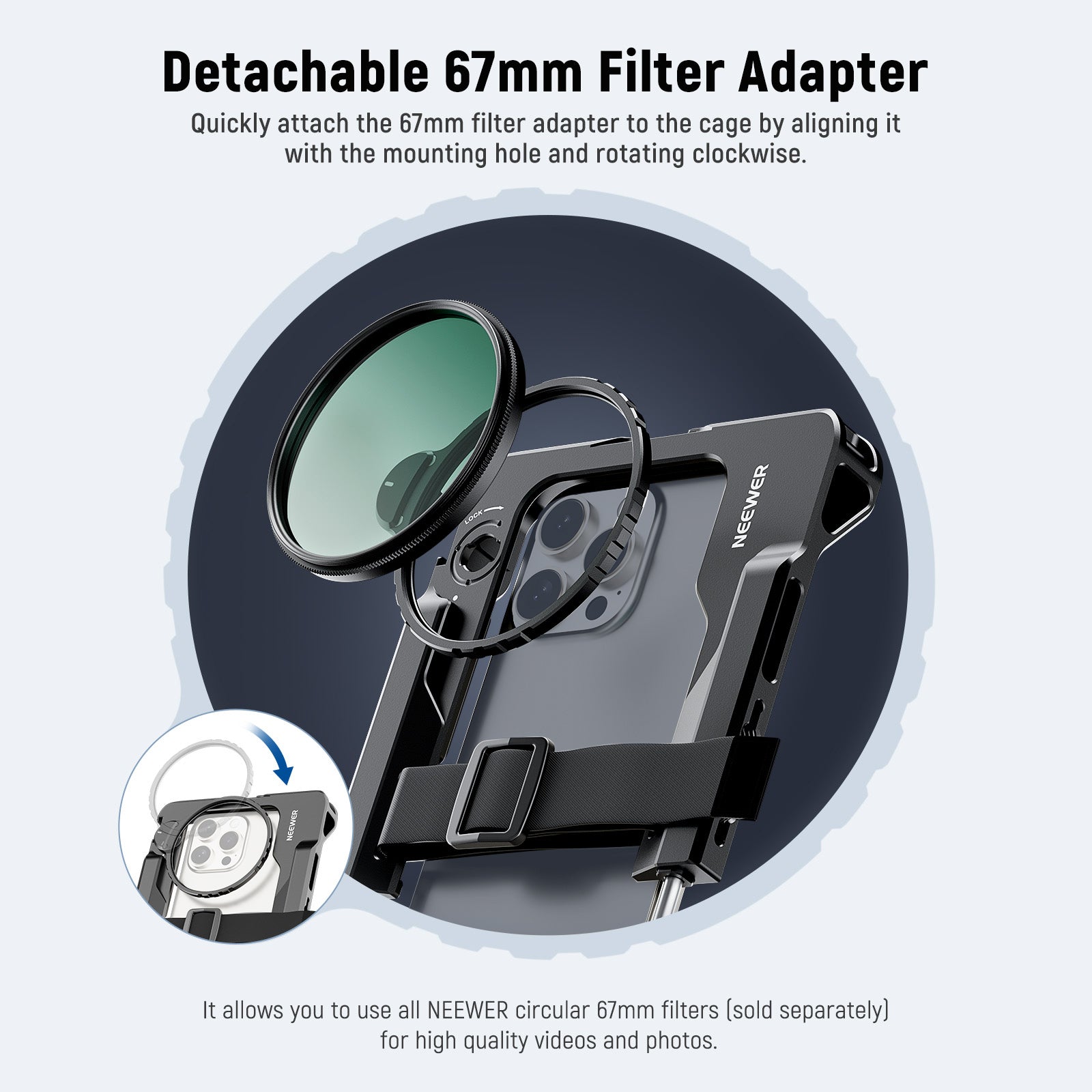 Detachable 67mm Filter Adapter