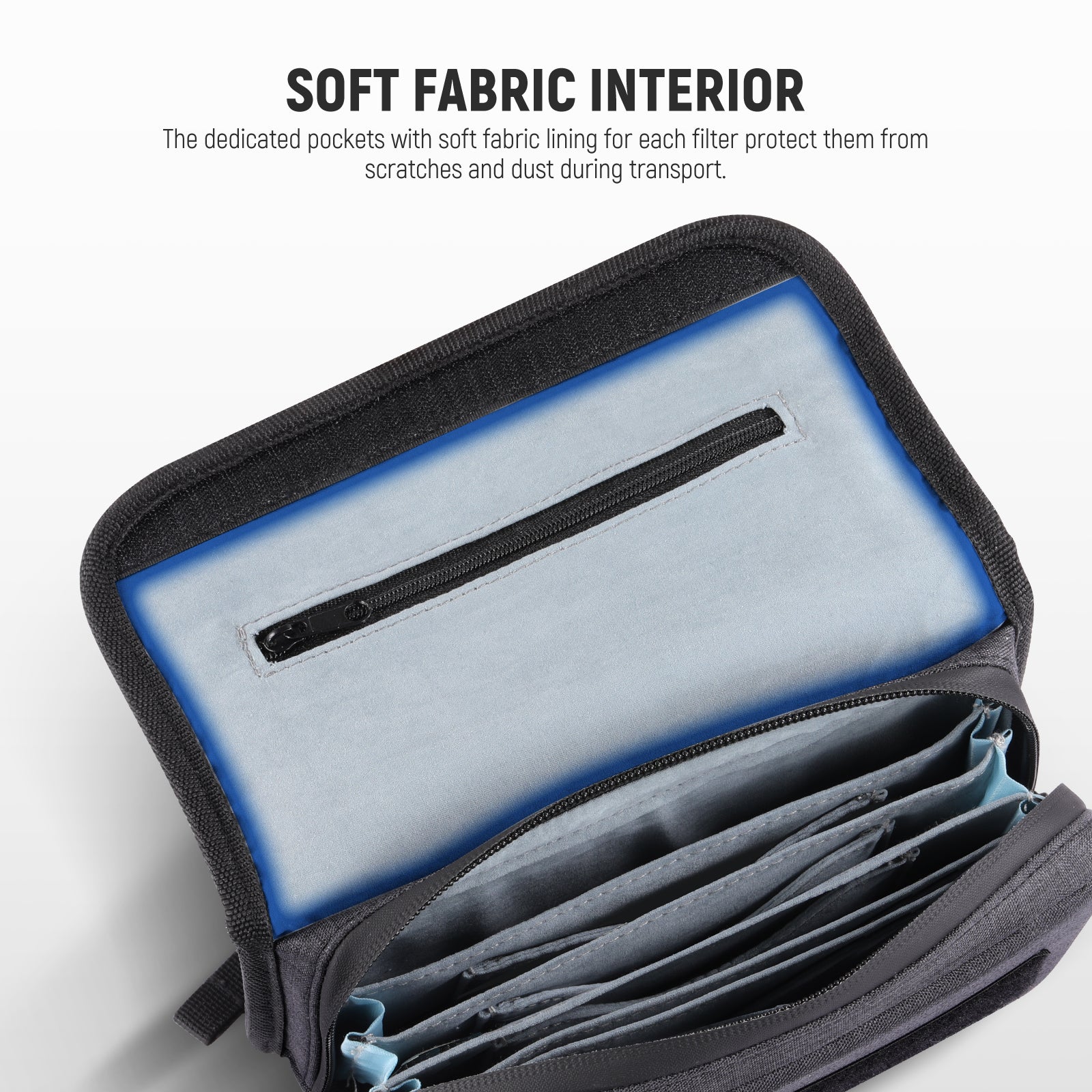 NEEWER PB025 Camera Lens Filter Case features a soft fabric interior.
