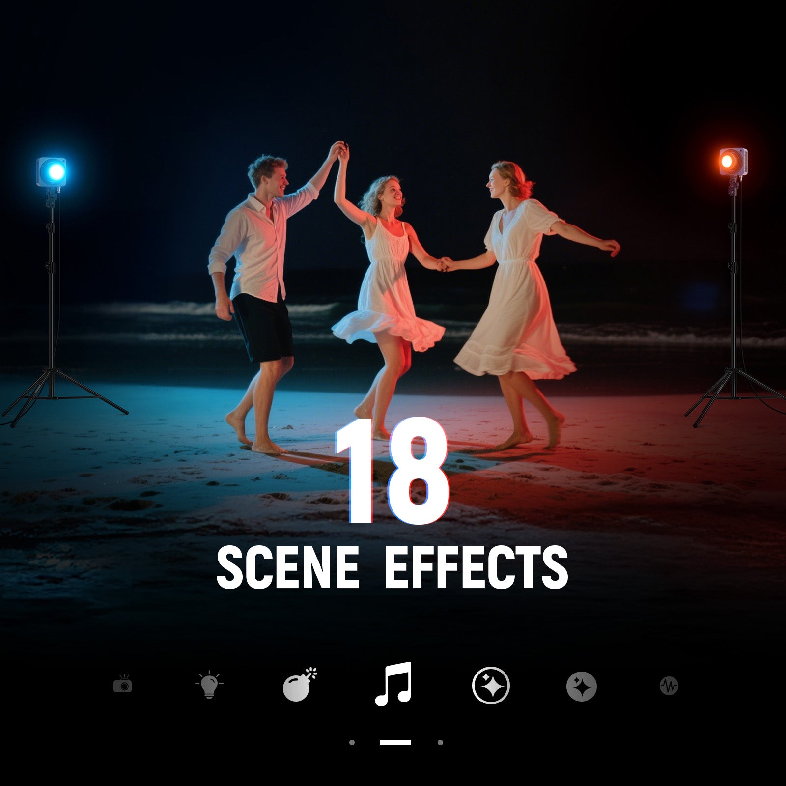 NEEWER HS200C RGB LED Video Light offers 18 scene effects.