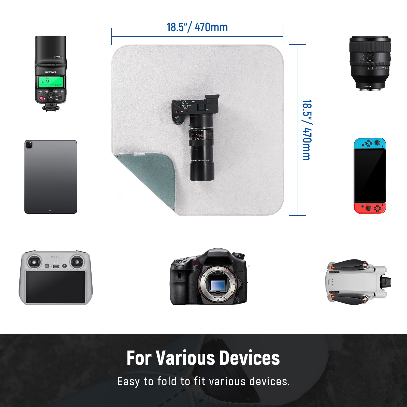 NEEWER PB015/PB016 Camera Lens Protective Wrap is easy to fold to fit various devices.