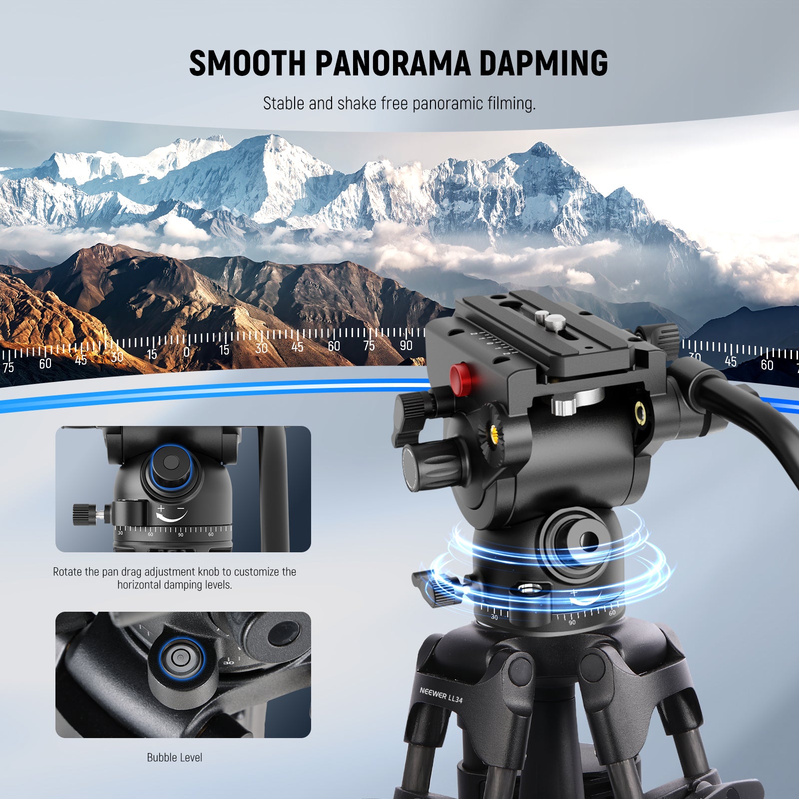 Damping Adjustable Pan/Tilt Fluid Head