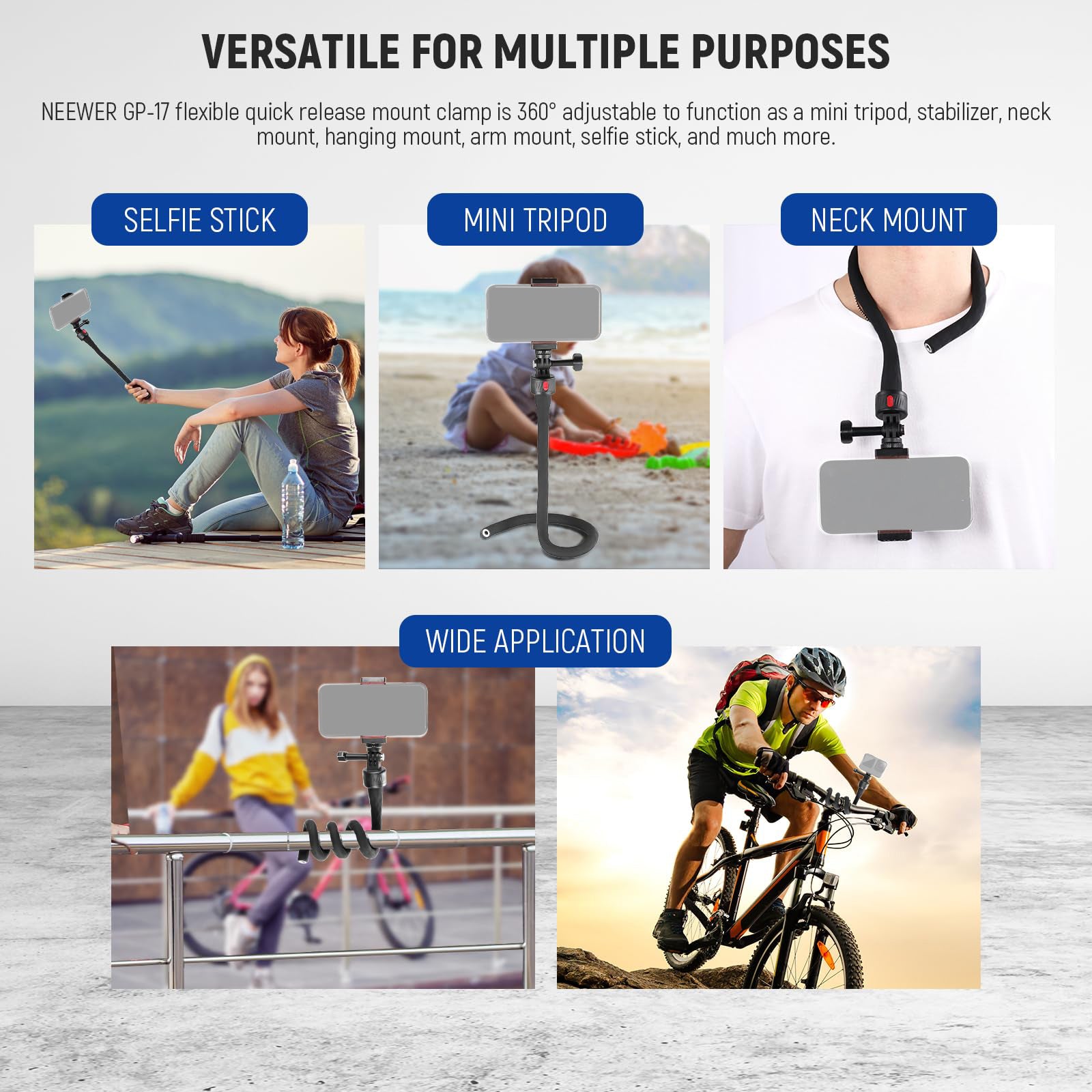 NEEWER GP-17 camera mount is flexible and versatile for multiple purposes.