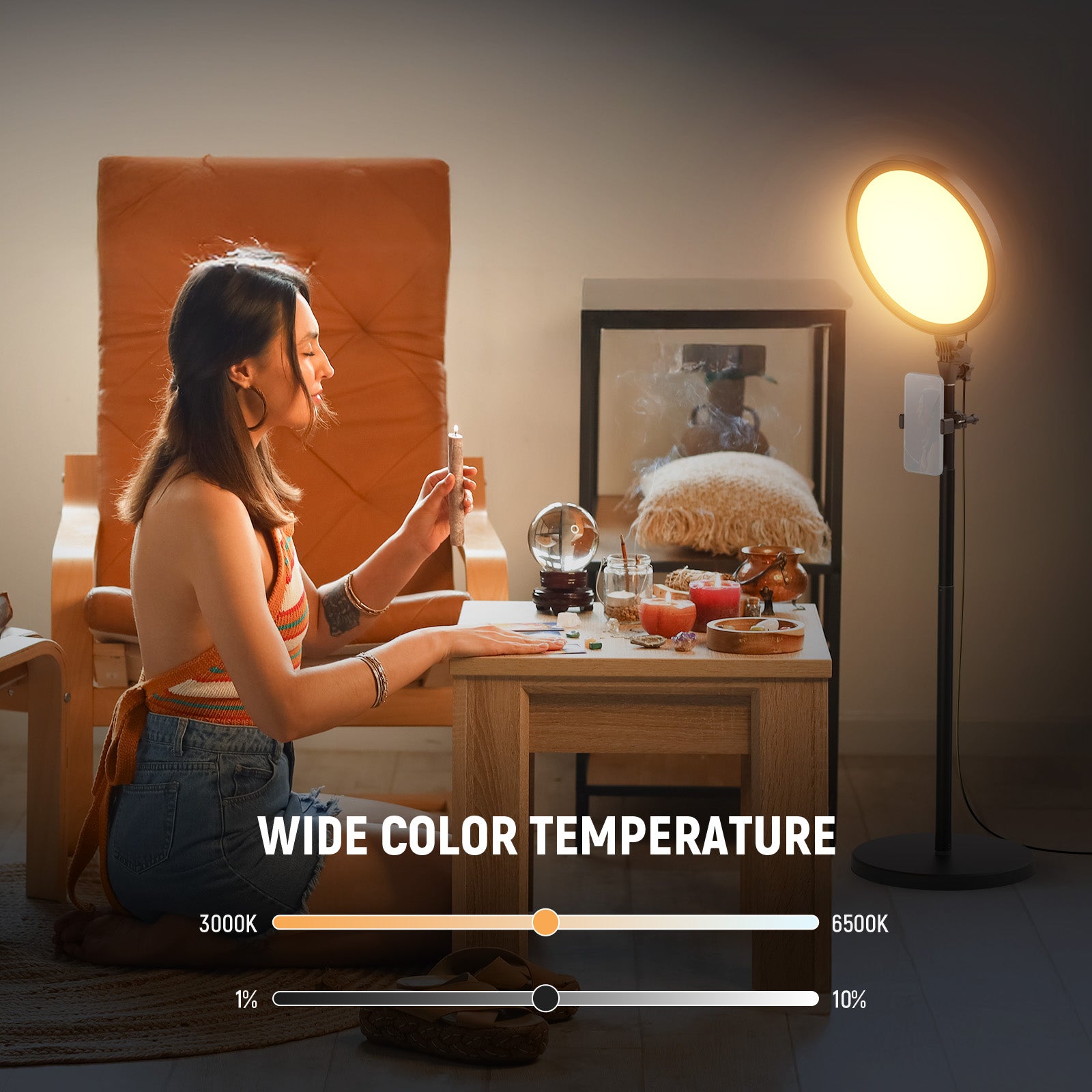 wide color temperature of the NEEWER BR13 Ring Light