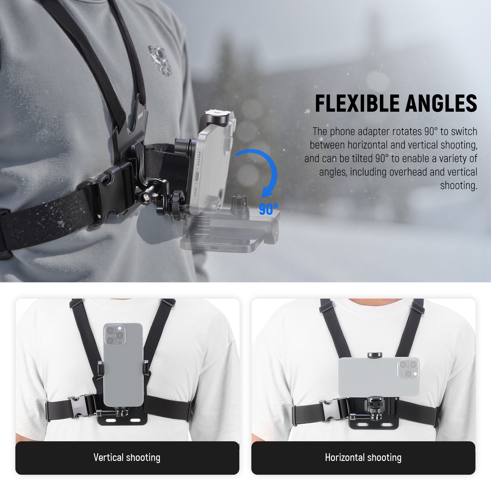 NEEWER GP-74 Phone Chest & Head Strap Accessories Kit offers flexible angles.