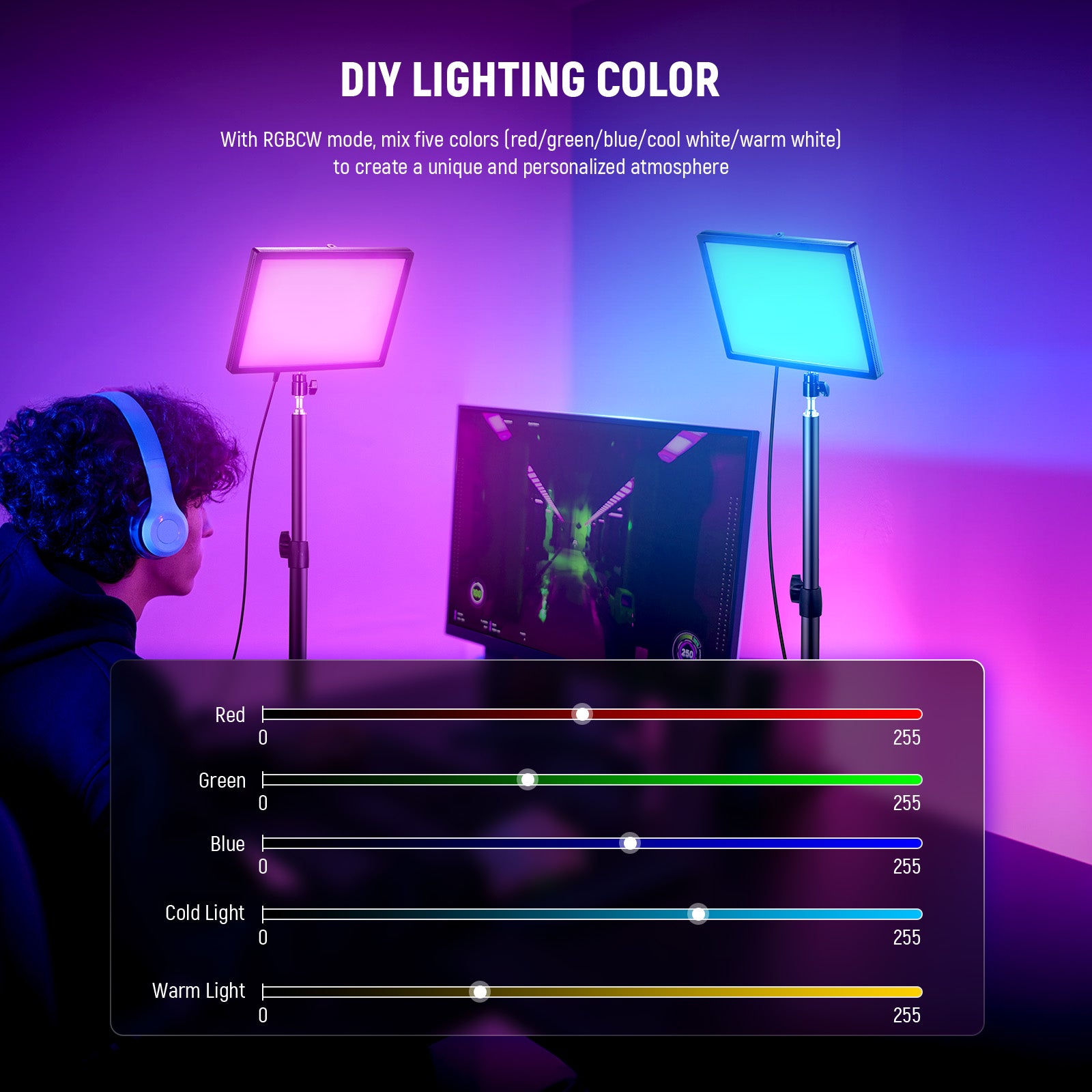 You can DIY lighting color when using NEEWER GL25C LED RGB Light