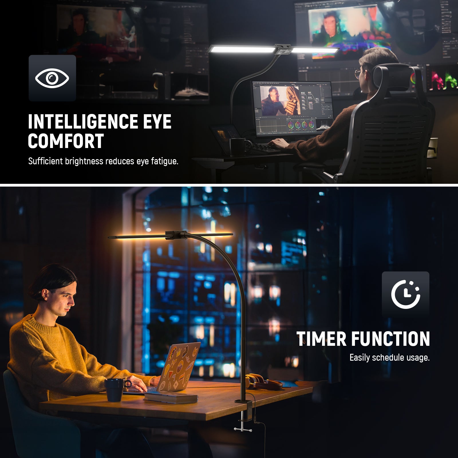 The portable desk top lamp offers sufficient brightness to reduce eye fatigue.