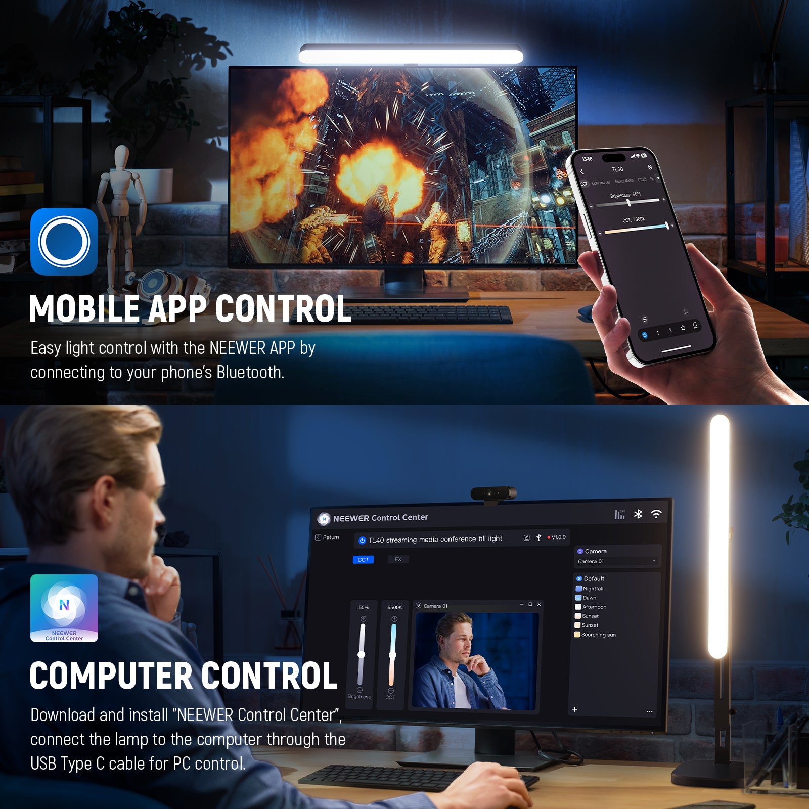 Methods for Controlling NEEWER TL40 Multifunctional LED Streaming Light