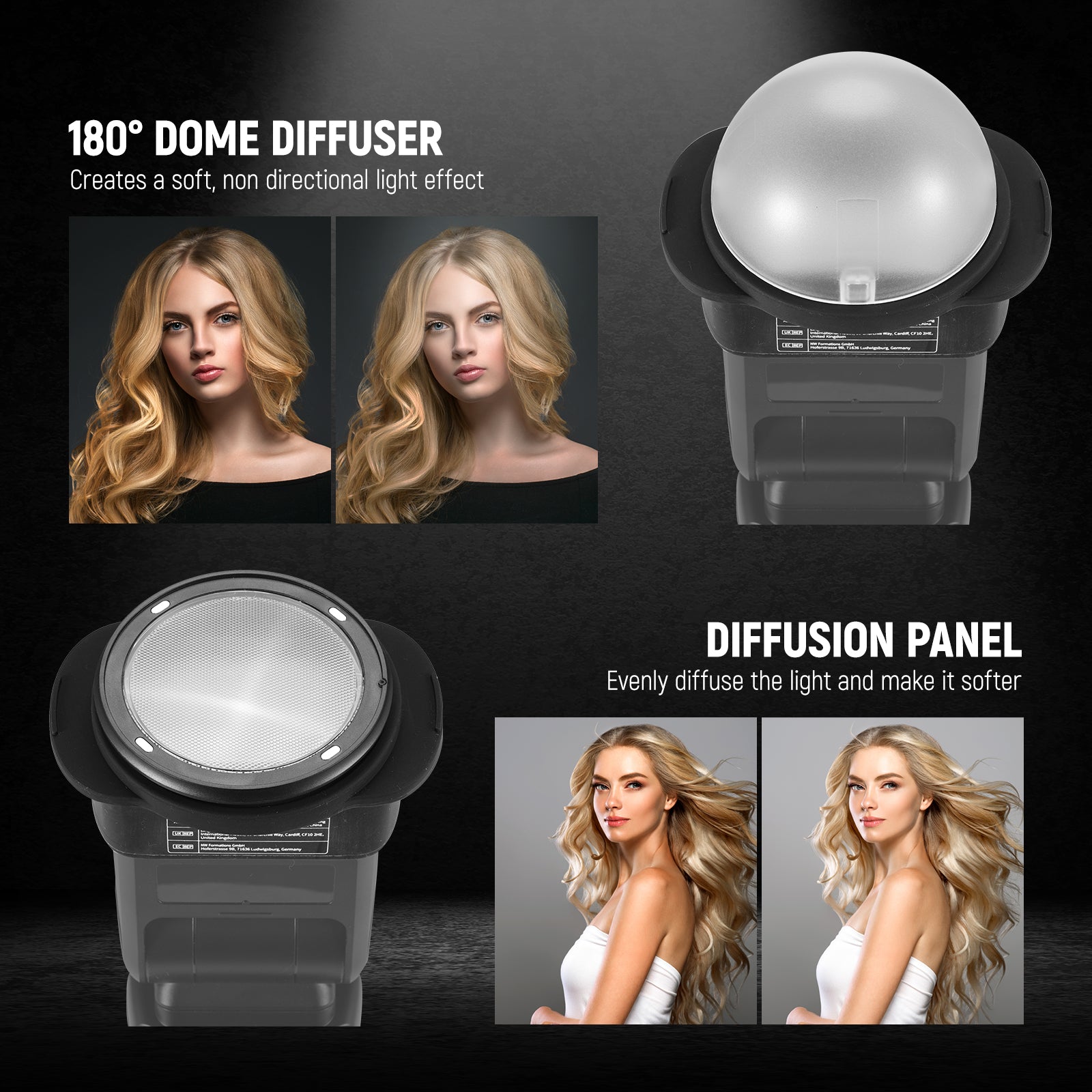 The silicone adapter ring fits all NEEWER square head flashes