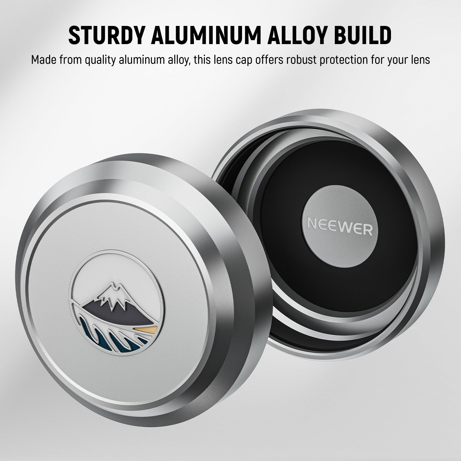 Made from quality aluminum alloy, this lens cap offers robust protection for your lens