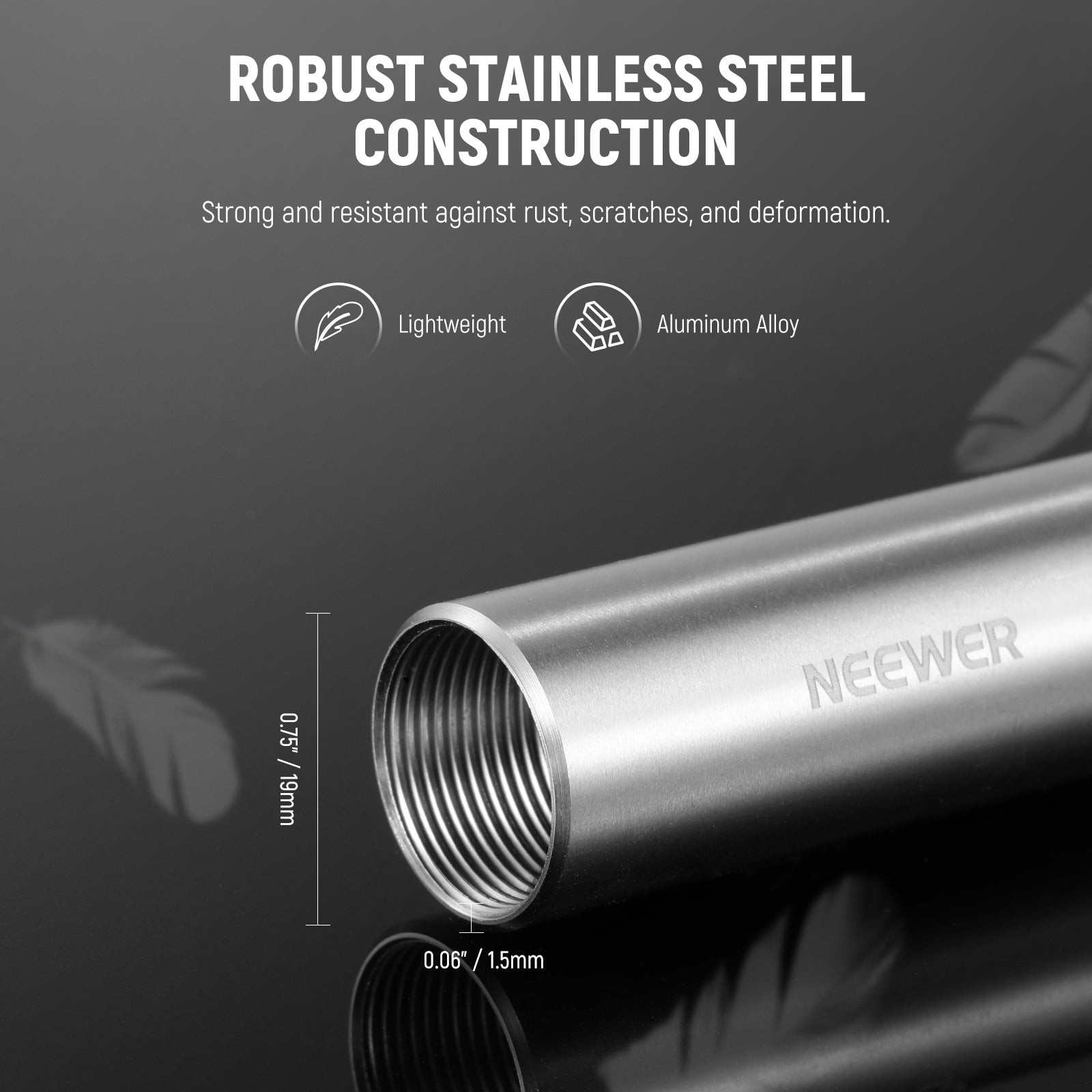 NEEWER SR010/SR011 Support Rod is made of sturdy stainless steel