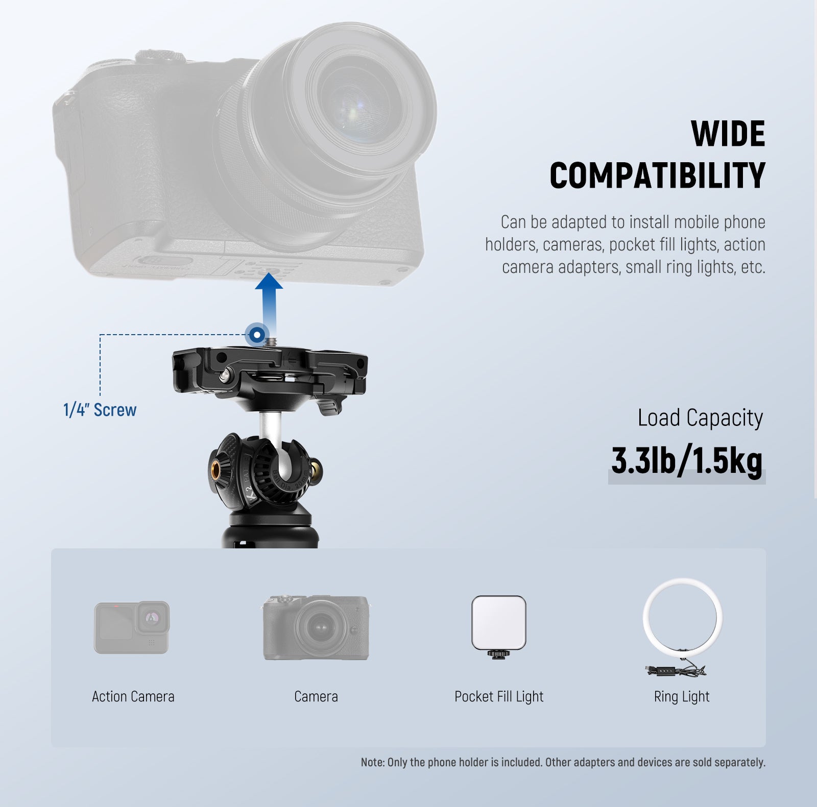 Wide Compatibility of the NEEWER TP38 Phone Camera Tripod