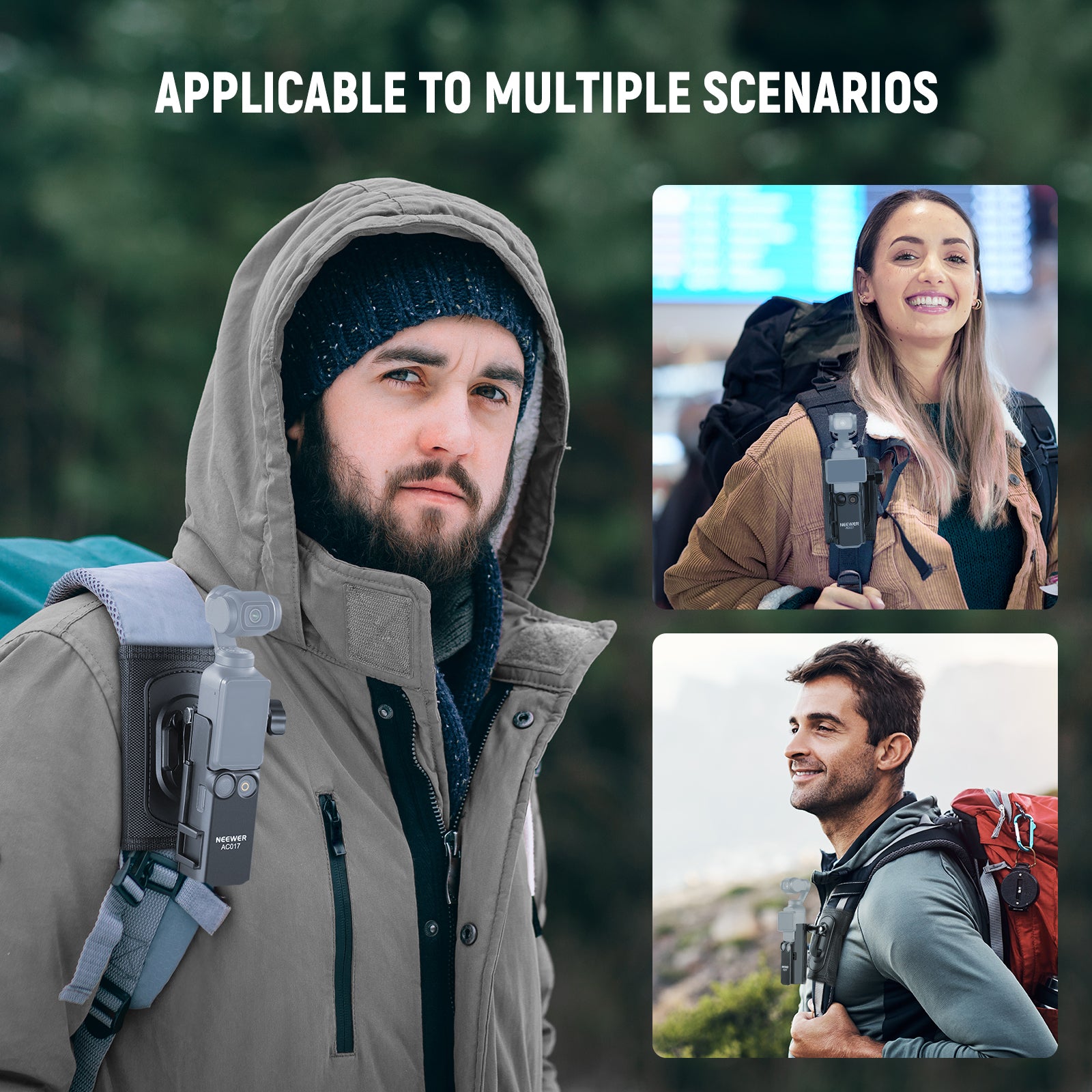 NEEWER GP-67 Backpack Strap Mount Kit is applicable to multiple scenarios.