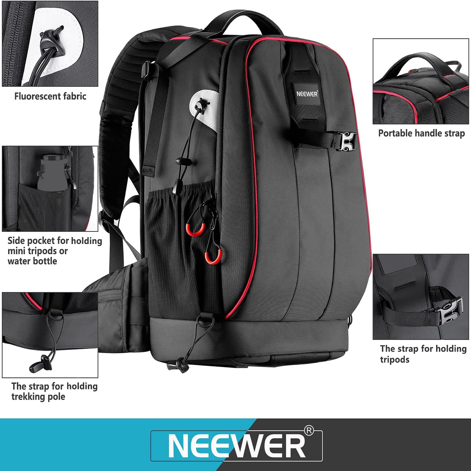 NEEWER Pro Camera Backpack is made of waterproof polyester and durable nylon
