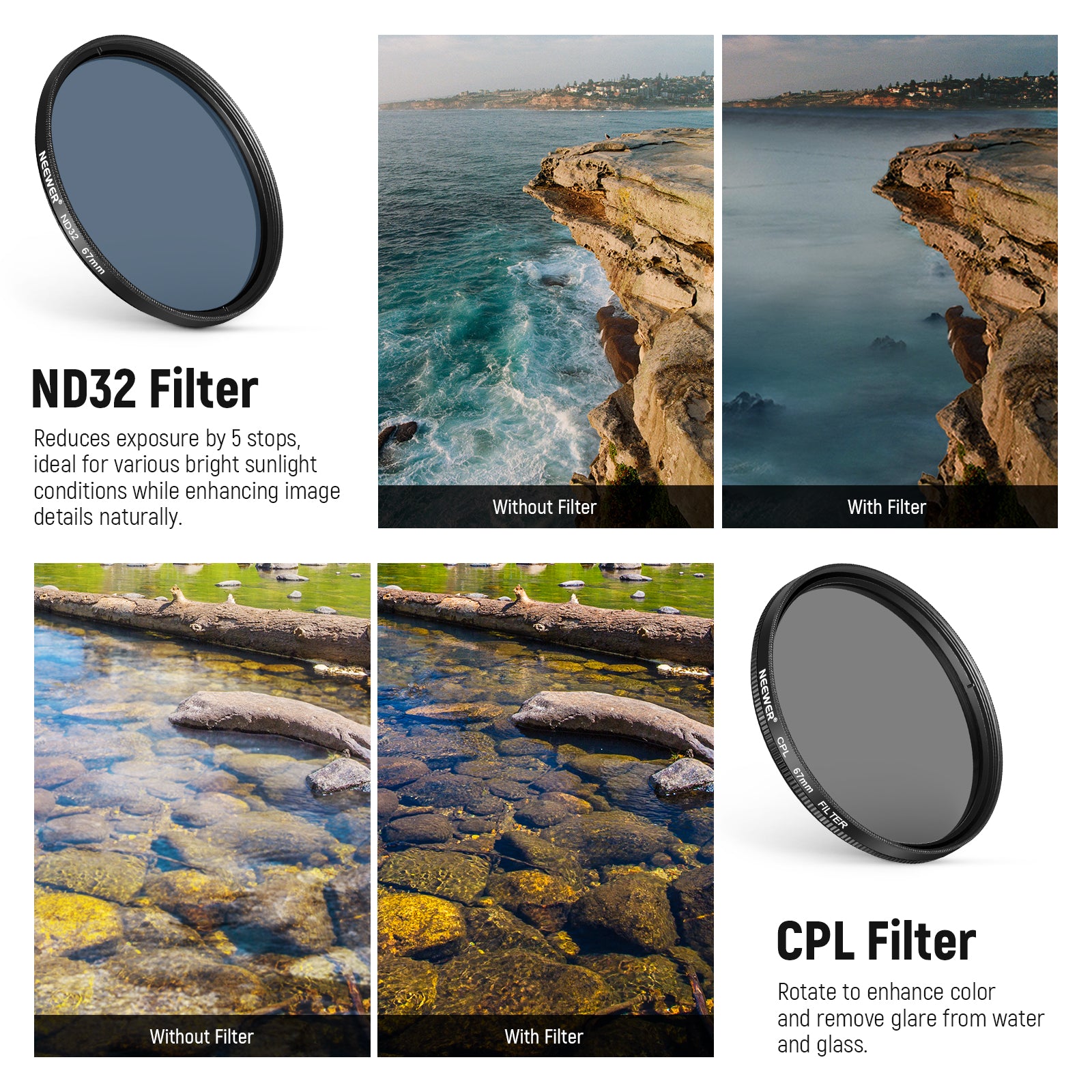 ND32 filter and CPL filter