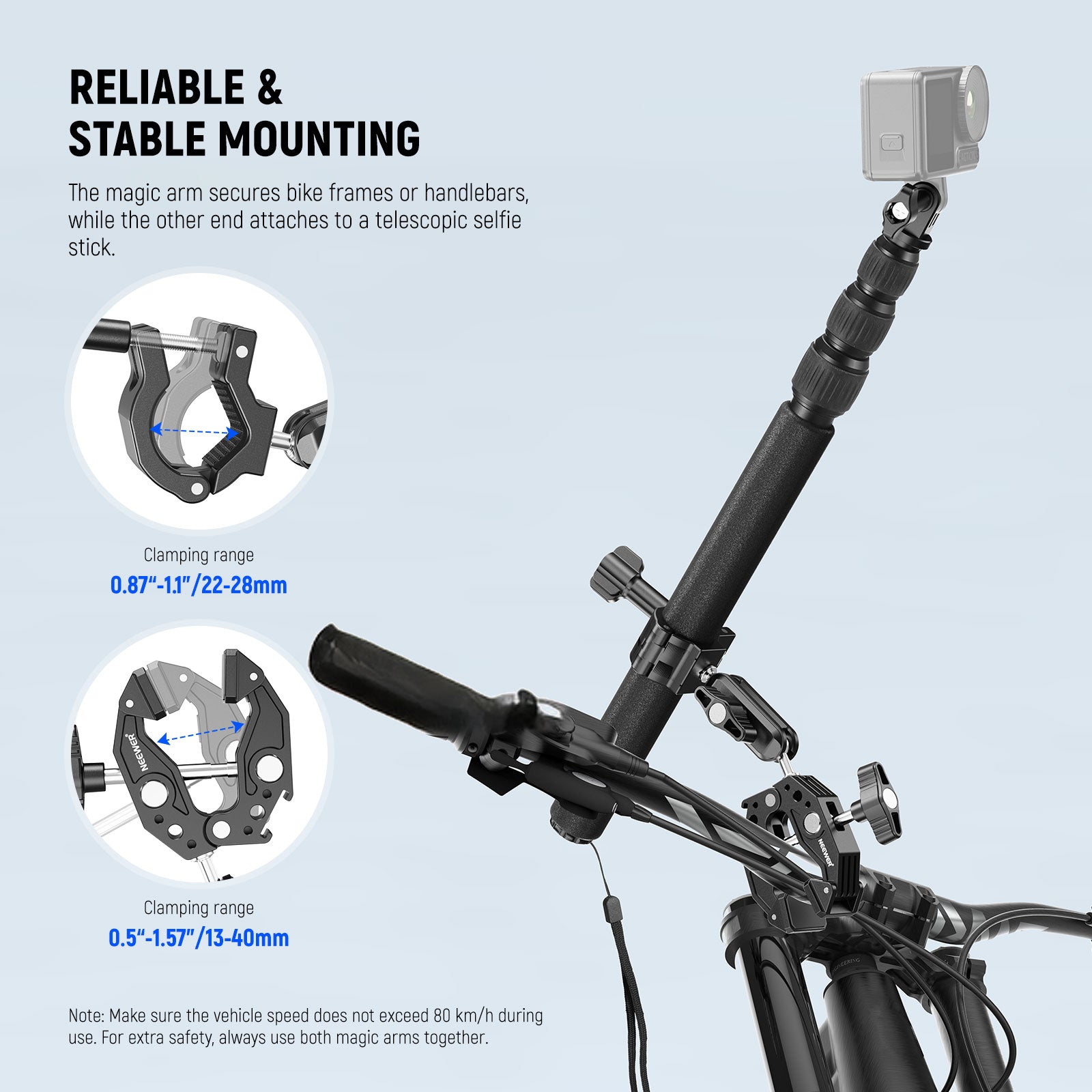 NEEWER GP-30 Motorcycle Camera Mount Kit ensures reliable and stable mounting