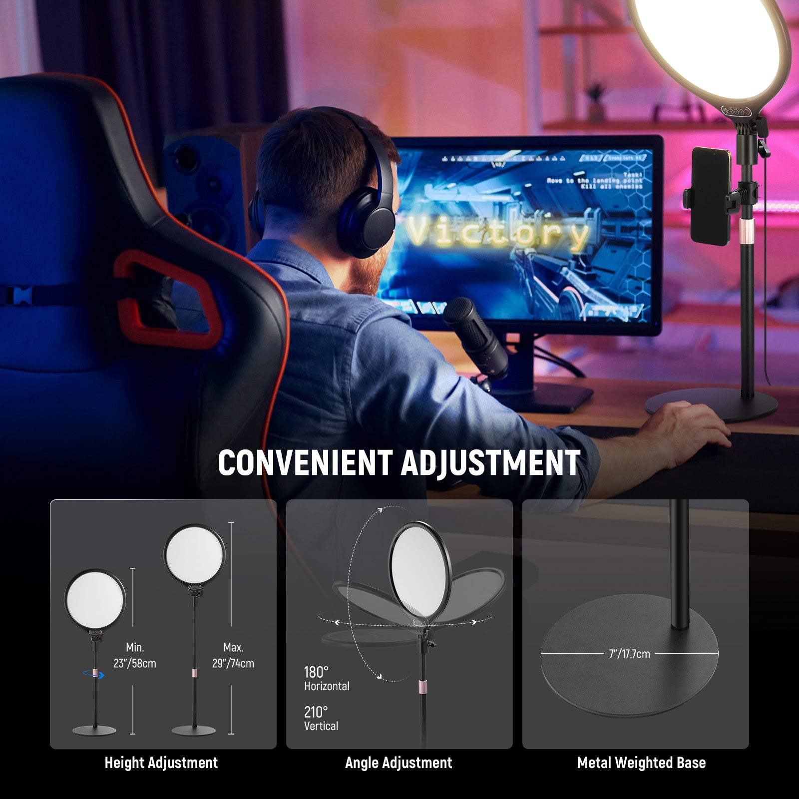 NEEWER R10 10.5" Desk Ring Light is convenient to adjust.