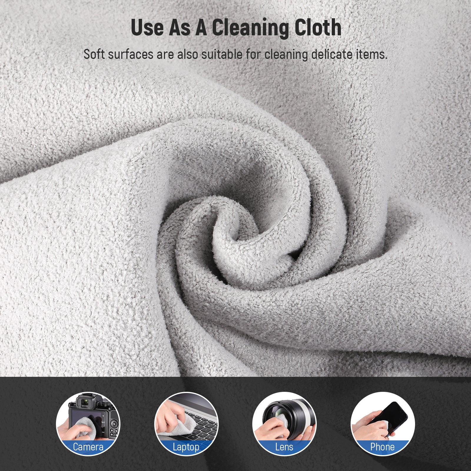 High-quality material makes it an ideal lens cleaning cloth with soft nap surfaces