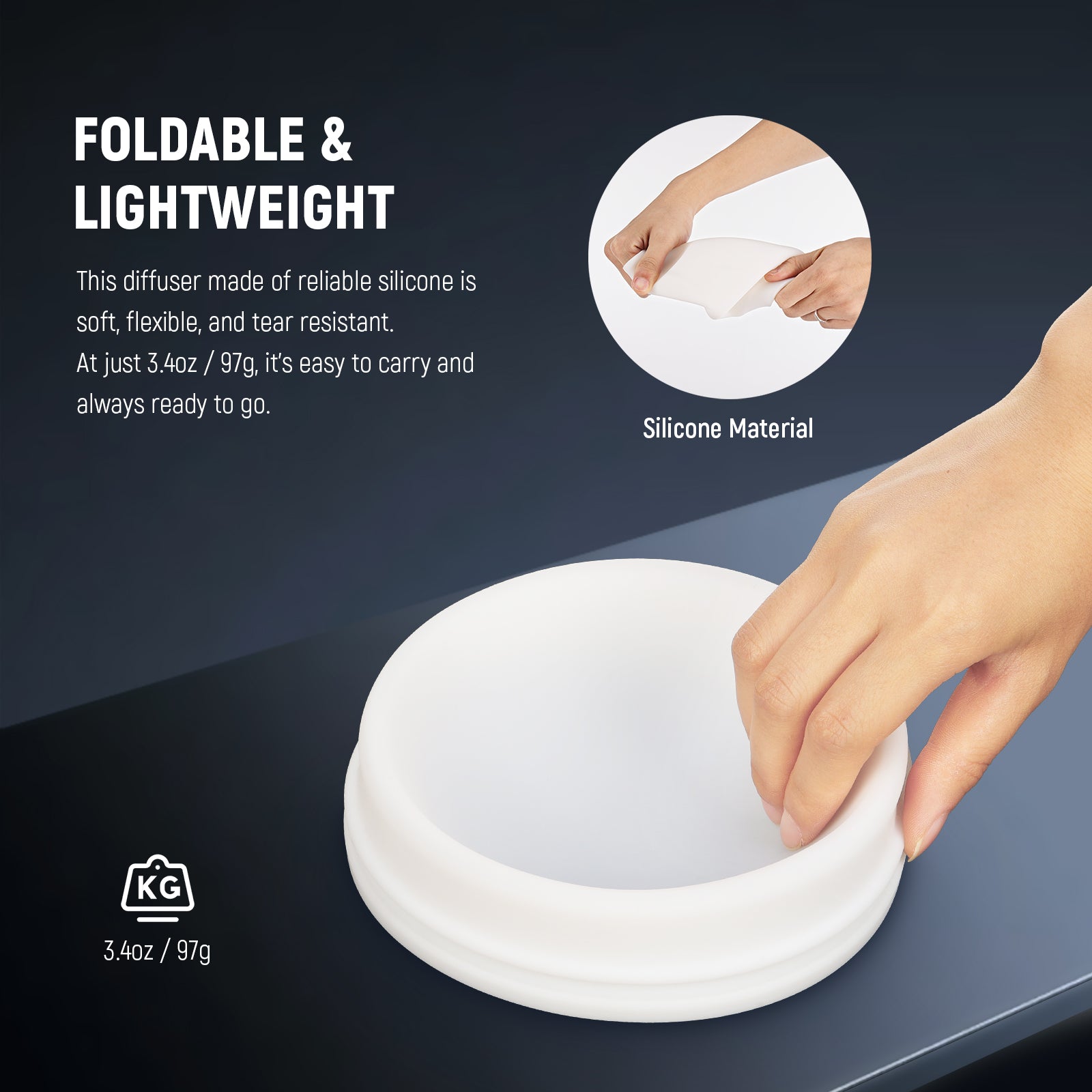 NEEWER CRS8 Light Diffuser Dome is foldable and lightweight.