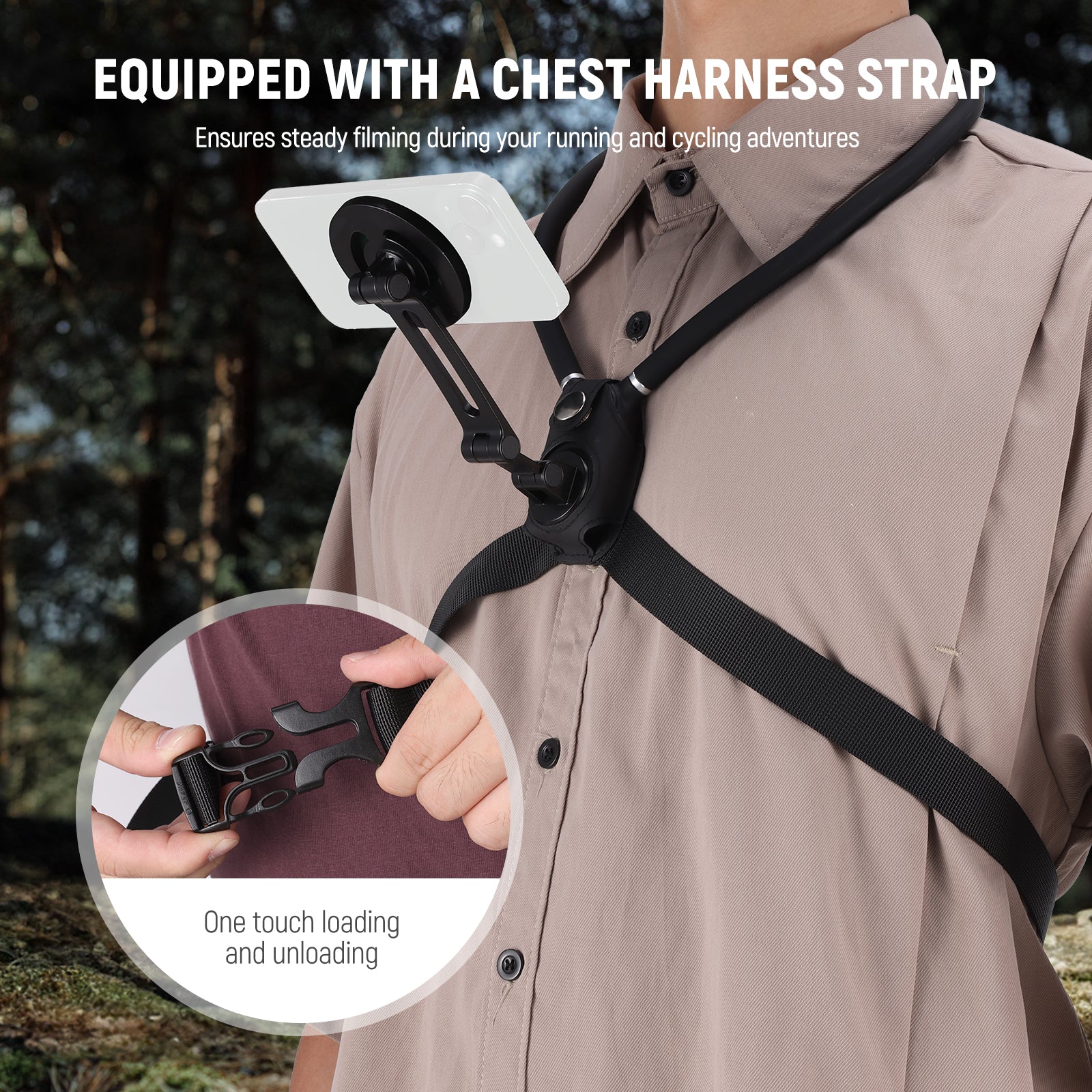 NEEWER GP26 Neck Mount Holder is equipped with a chest harness strap.