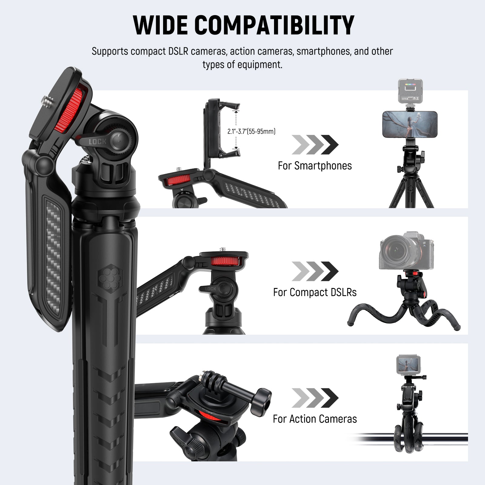 Wide Compatibility of the NEEWER TP36 Mini Desktop Tripod