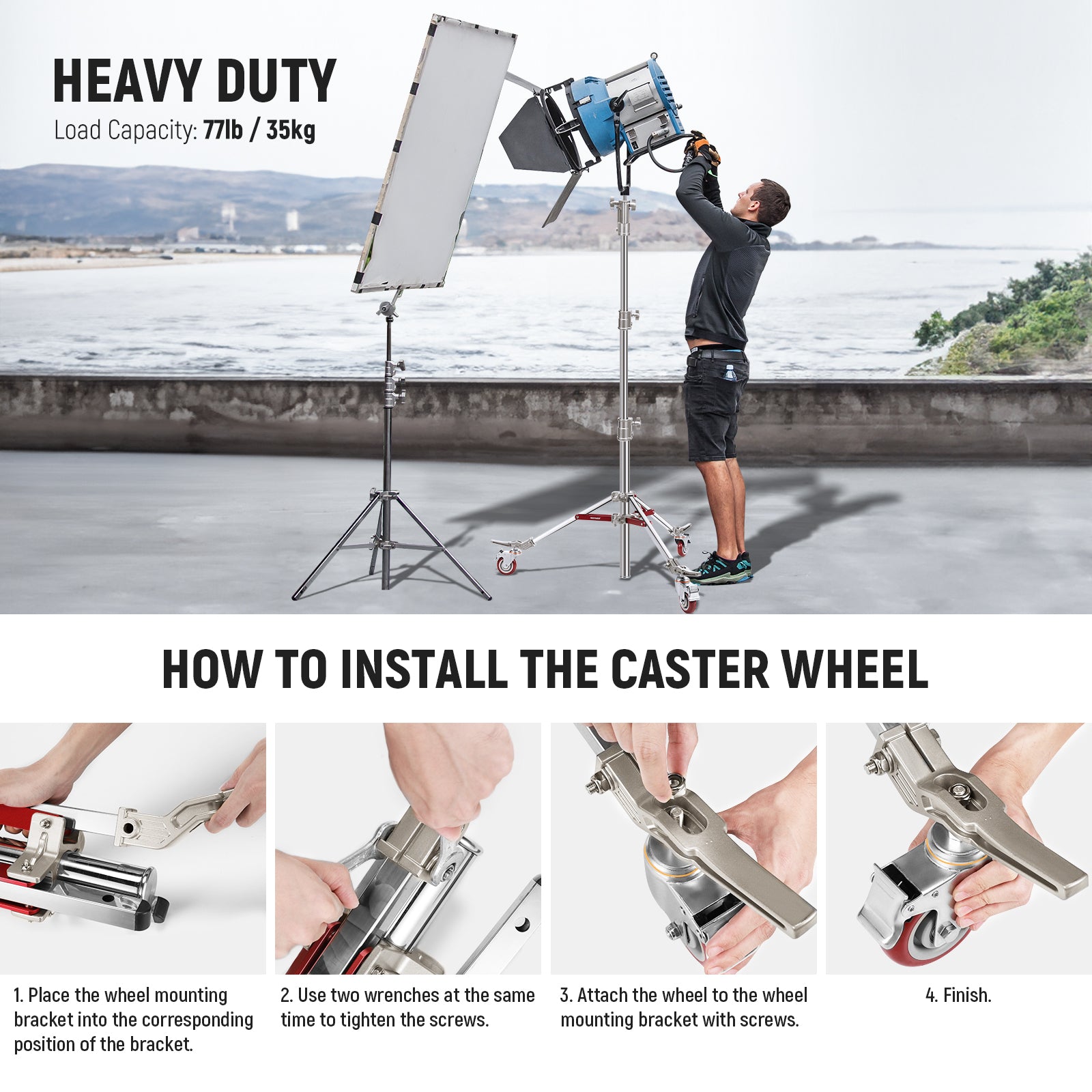 Methods for Installing NEEWER ST240SS Rolling Light Stand