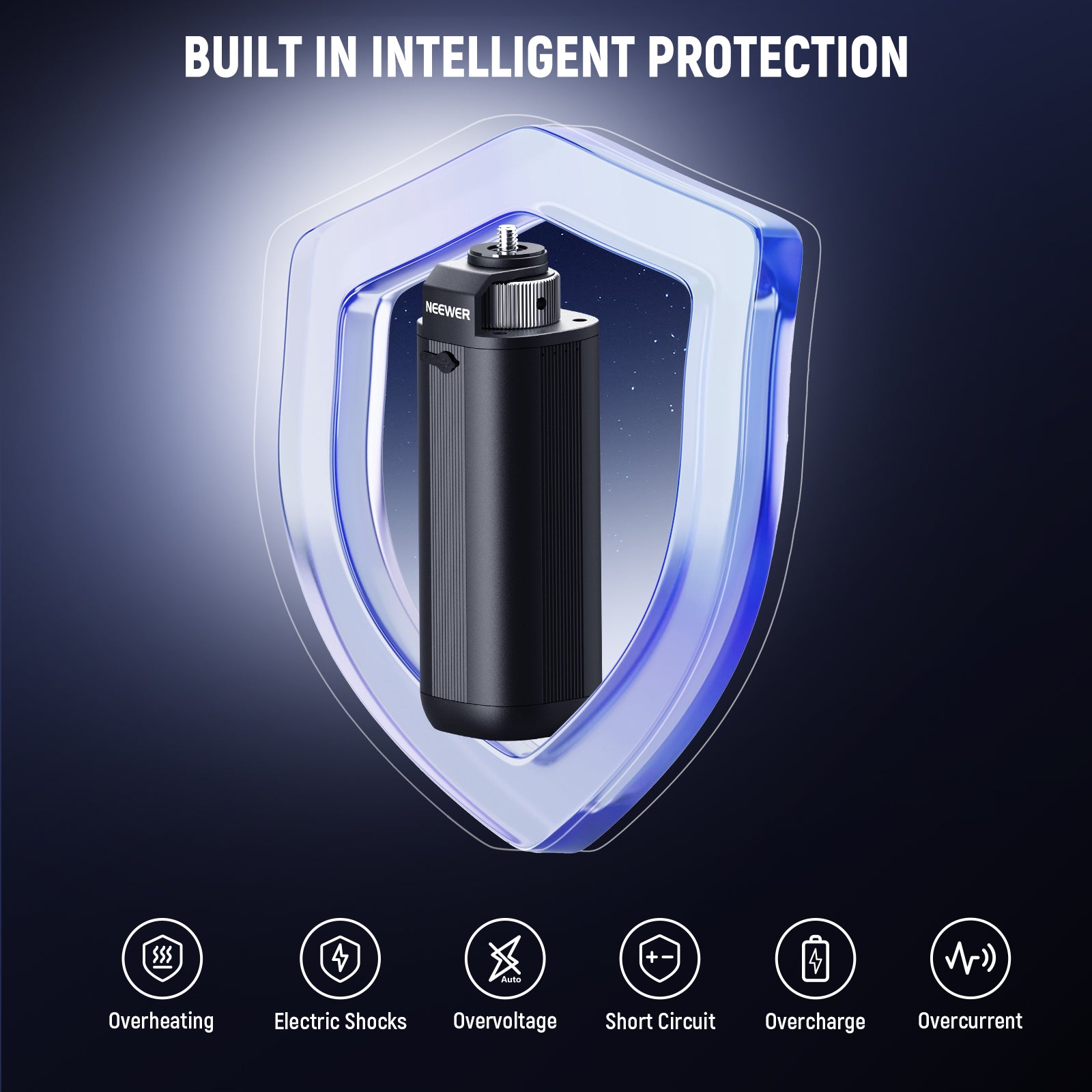 The built in multi protection system guards against overcharging