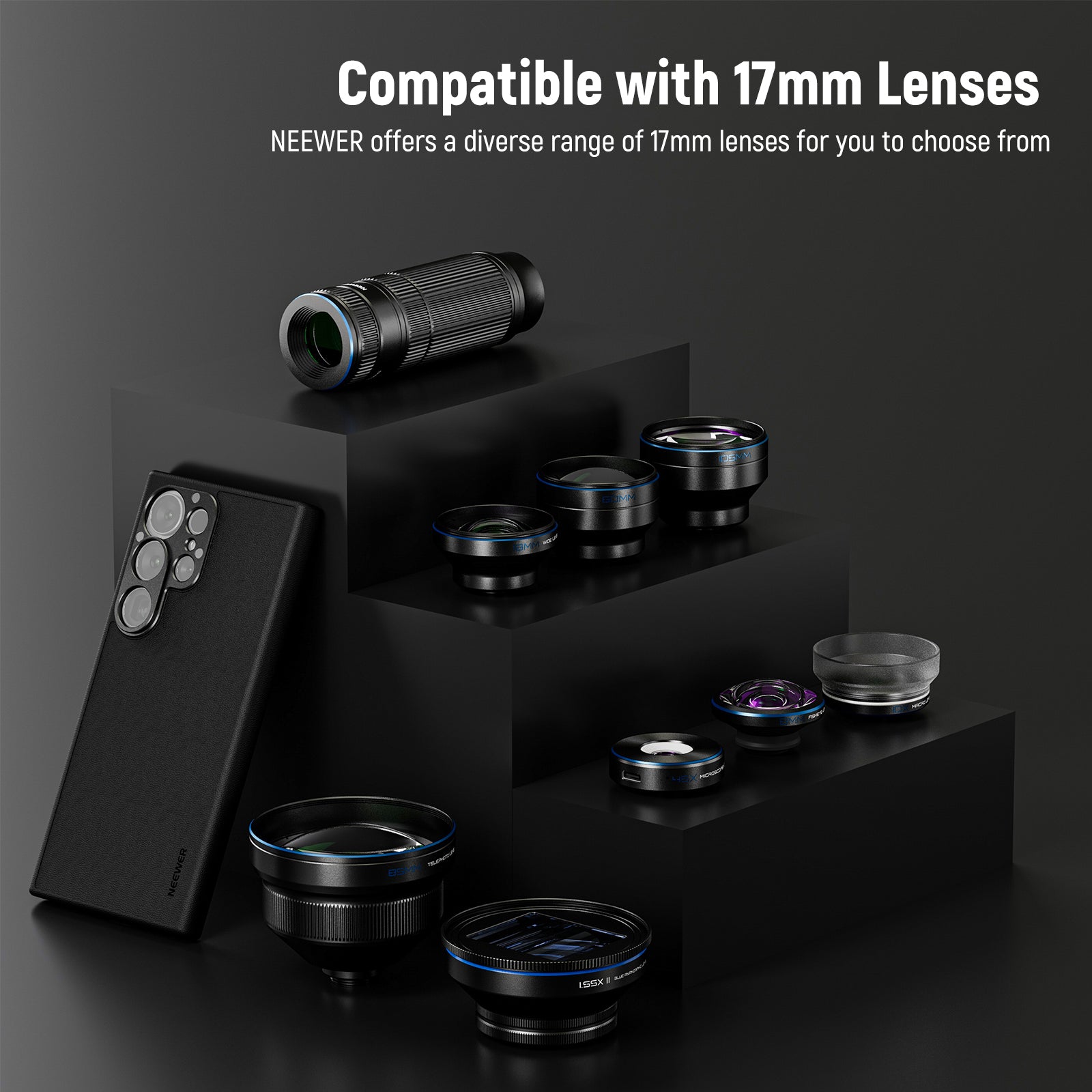 17mm threaded lens enables you to attach 17mm phone lenses