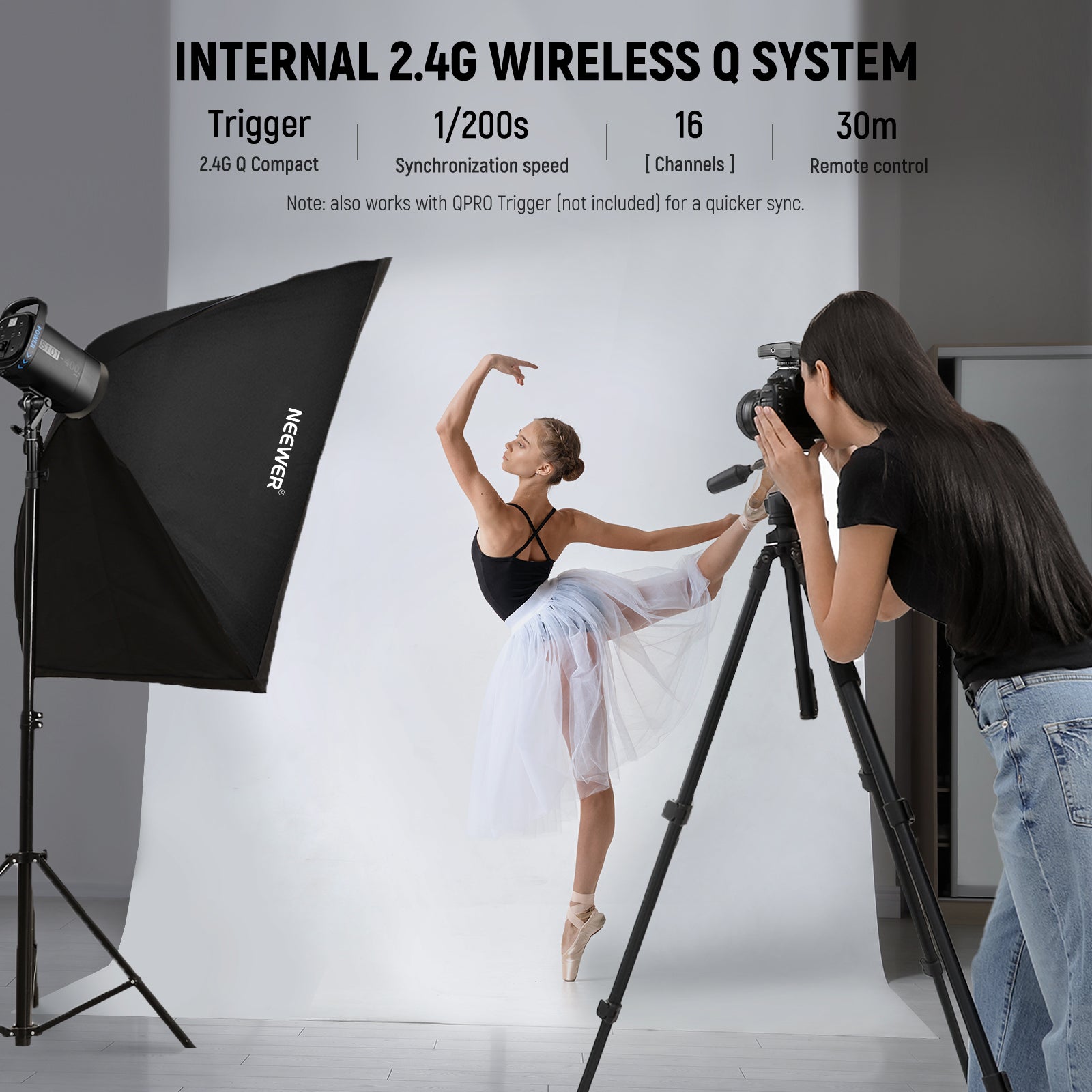 S101-400W PRO Photography Flash can work with the 2.4G 16 channel trigger