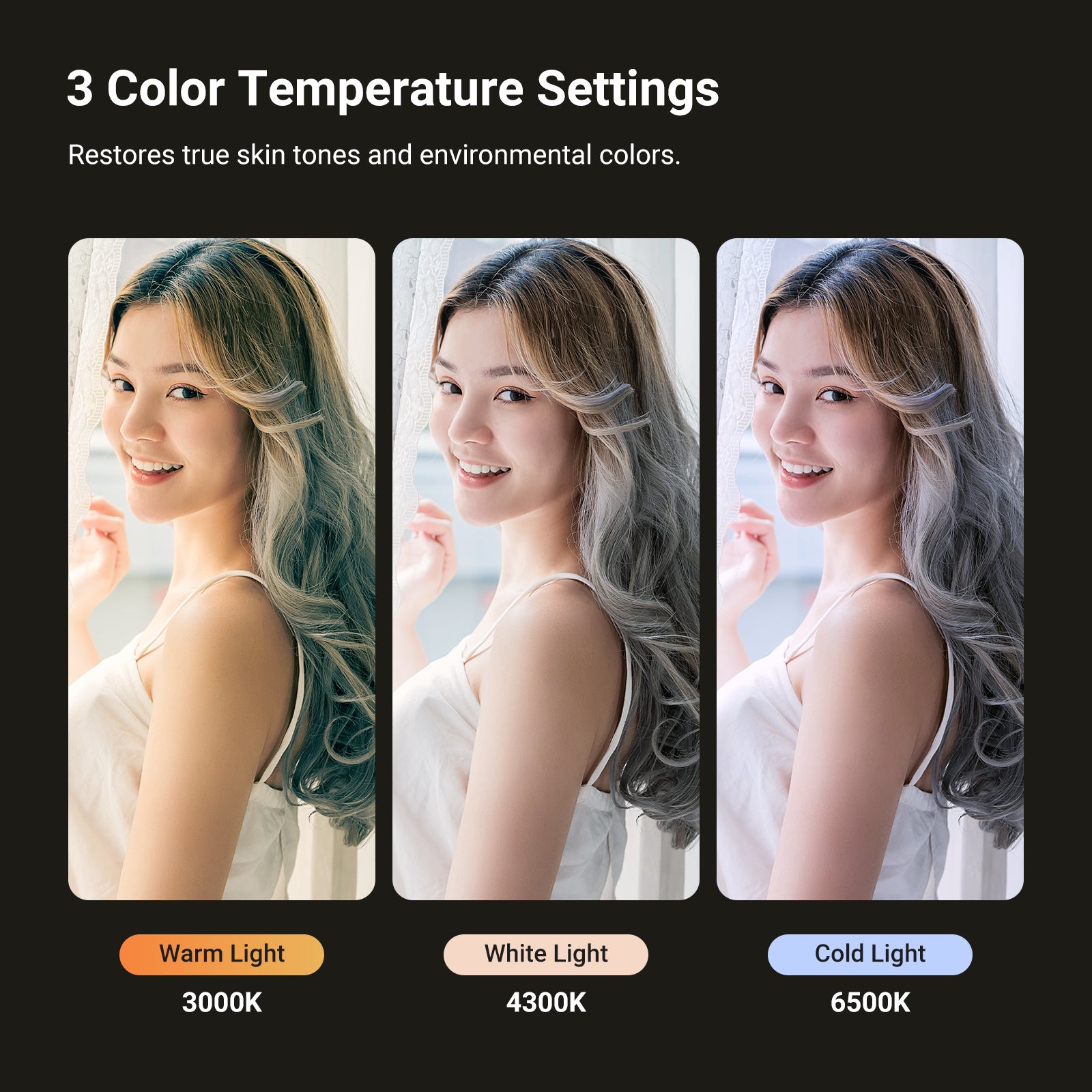 NEEWER M29 Mini LED Fill Light offers 3 color temperature settings.
