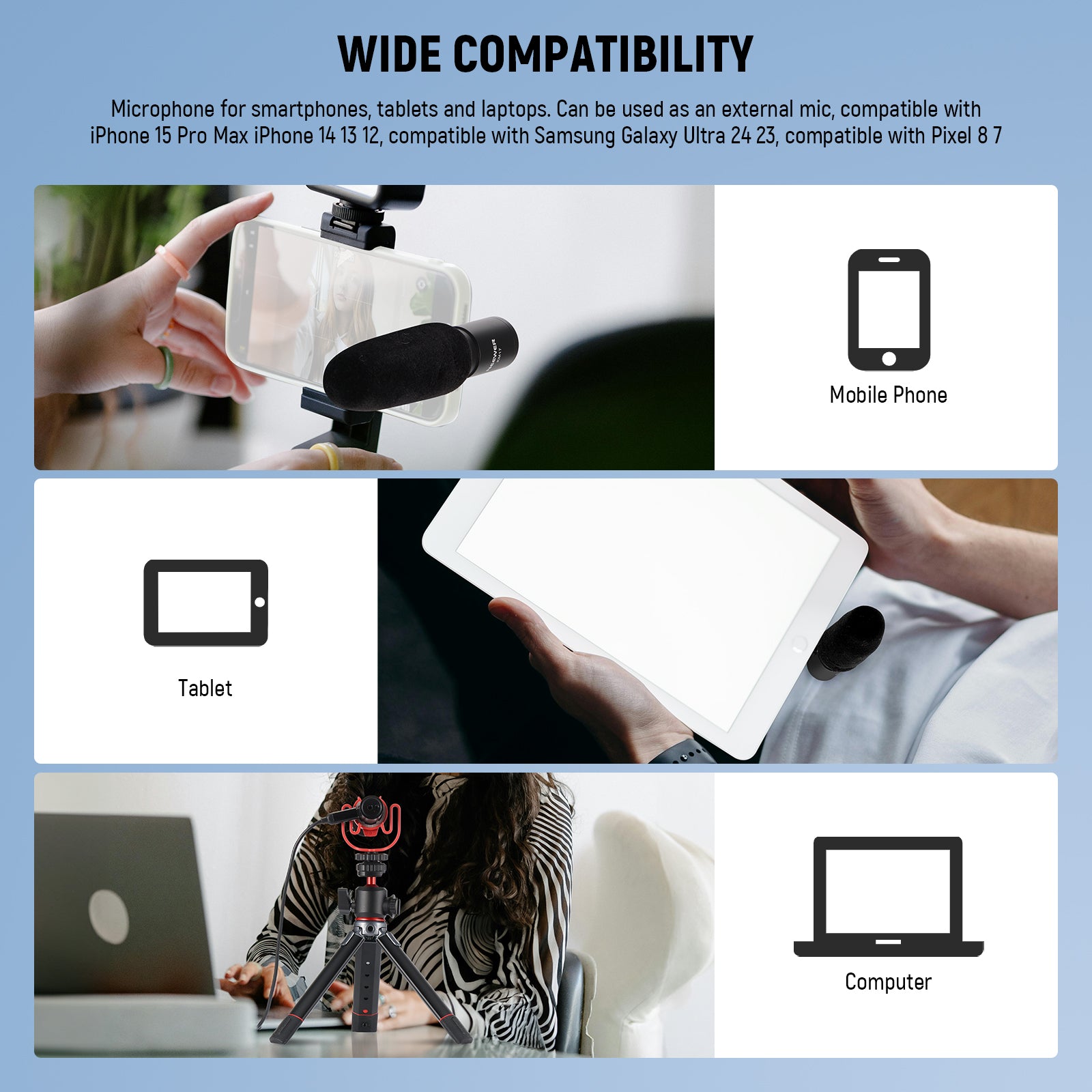 Wide Compatibility of the NEEWER KM17 Plug & Play Microphone