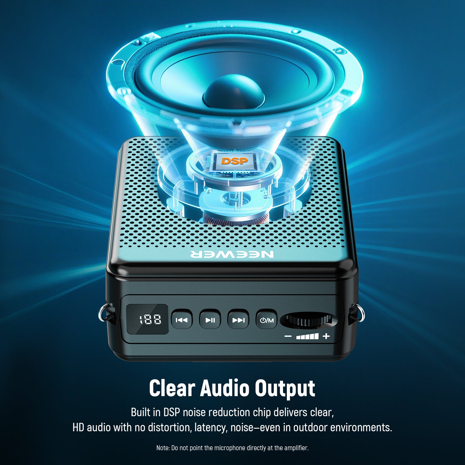 NEEWER VA02 Voice Amplifier is equipped with a built in DSP noise reduction chip.