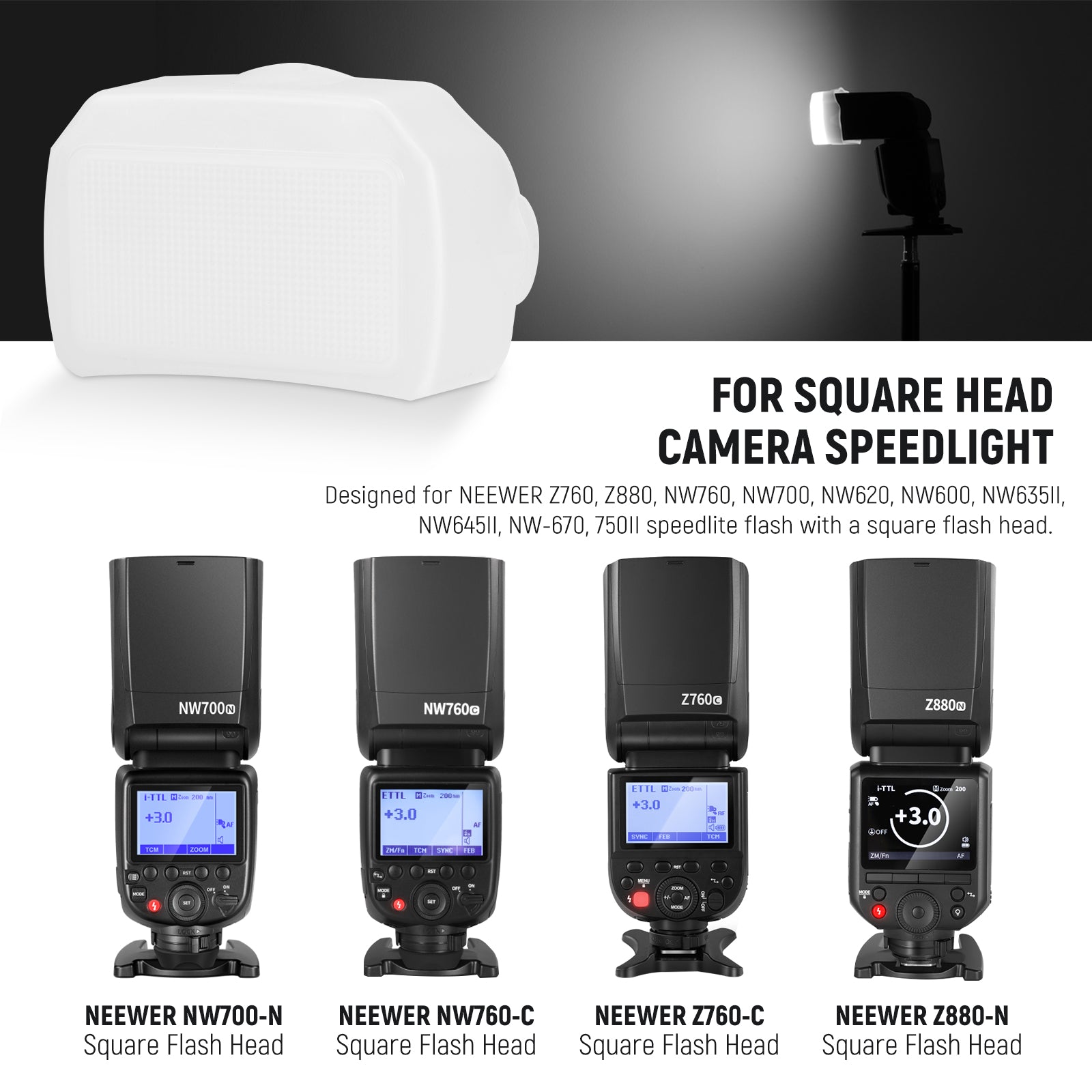 NEEWER FA002 Flash Diffuser is designed for Z760/NW760/NW700 flash, Z880 etc.