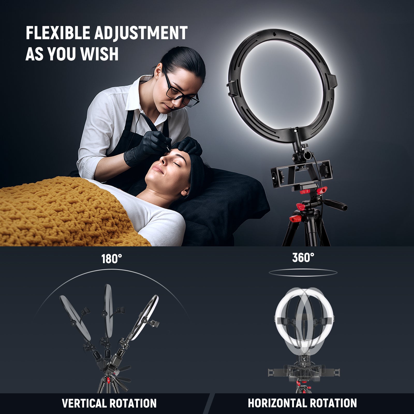 This Selfie Ring Light kit includes an adjustable and portable tripod stand.