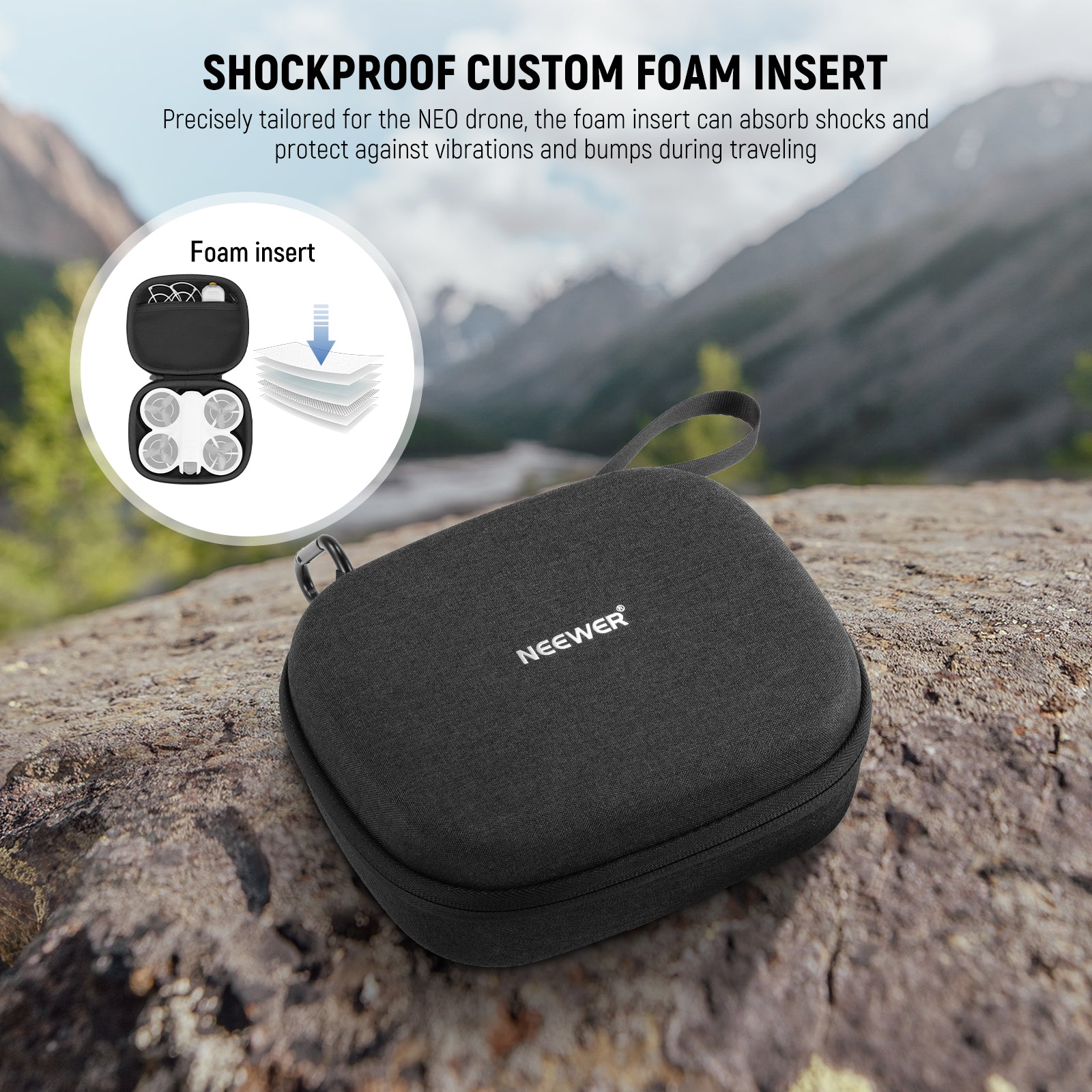 the foam insert can absorb shocks and protect against vibrations and bumps during traveling