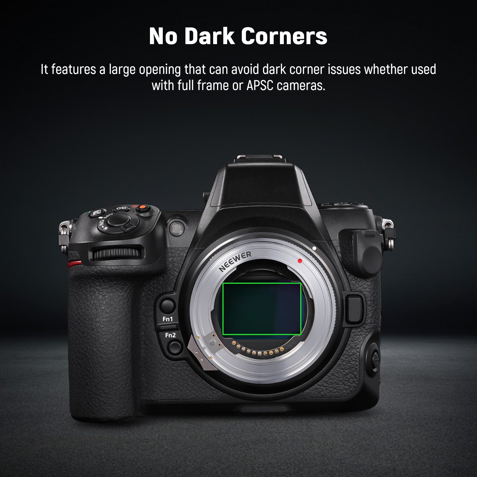 NEEWER NW-ETZ Autofocus Adapter Ring for Nikon can avoid dark corner issues.