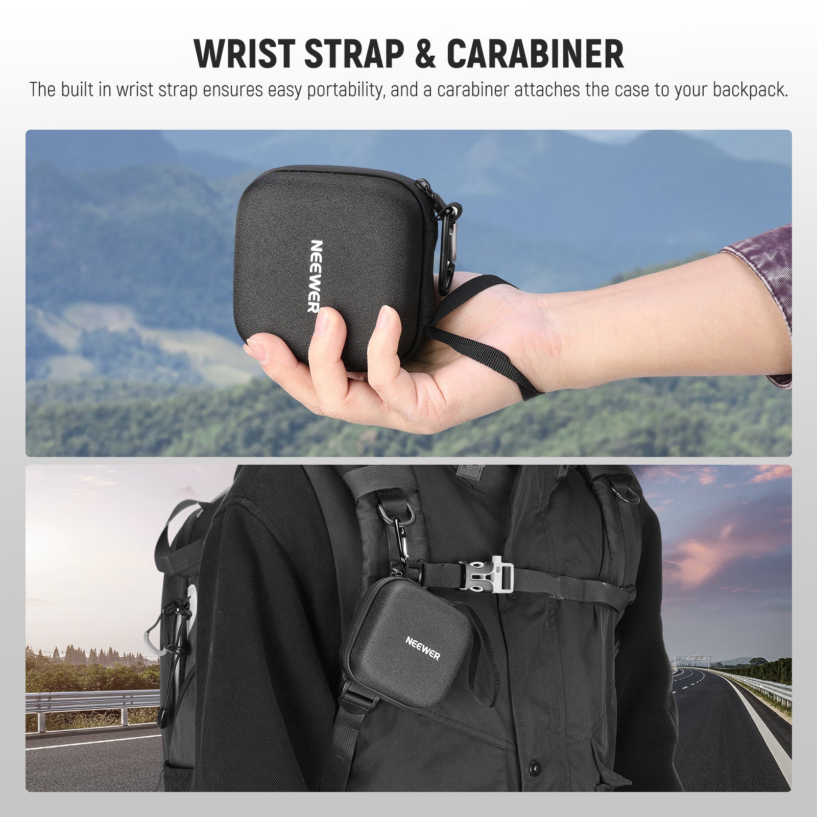 The built in wrist strap ensures easy portability