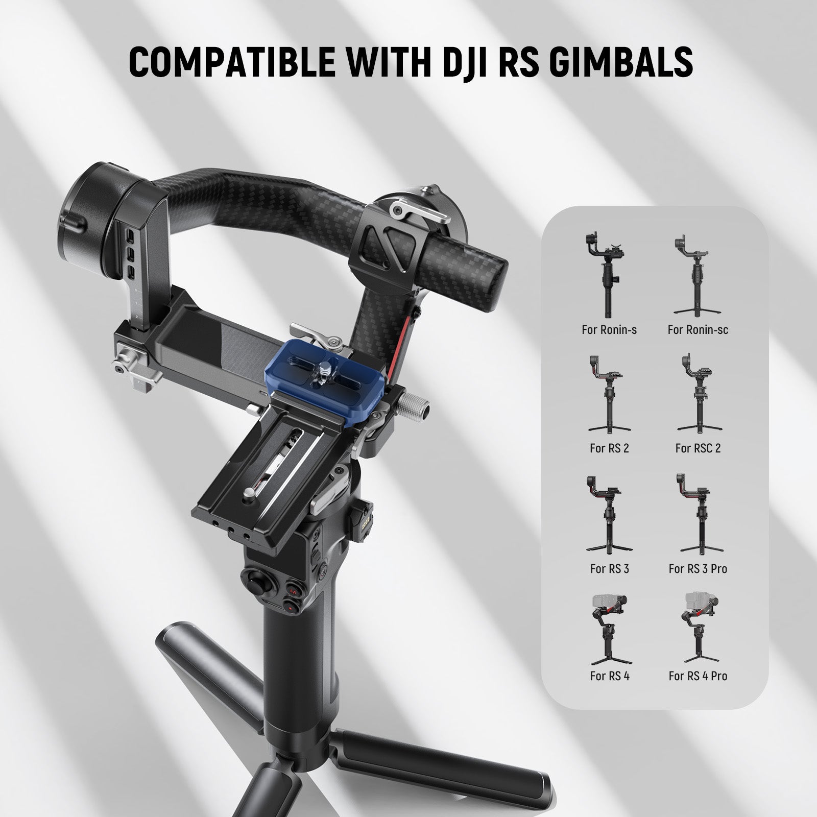 NEEWER CA129 Arca Type QR Plate Adapter is compatible with DJI RS Gimbals.