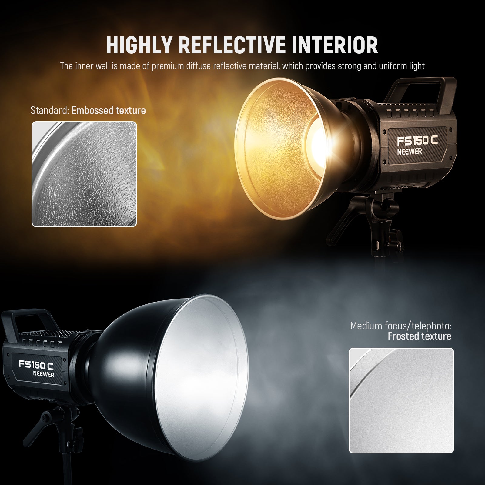 The inner wall is made of premium diffuse reflective material.