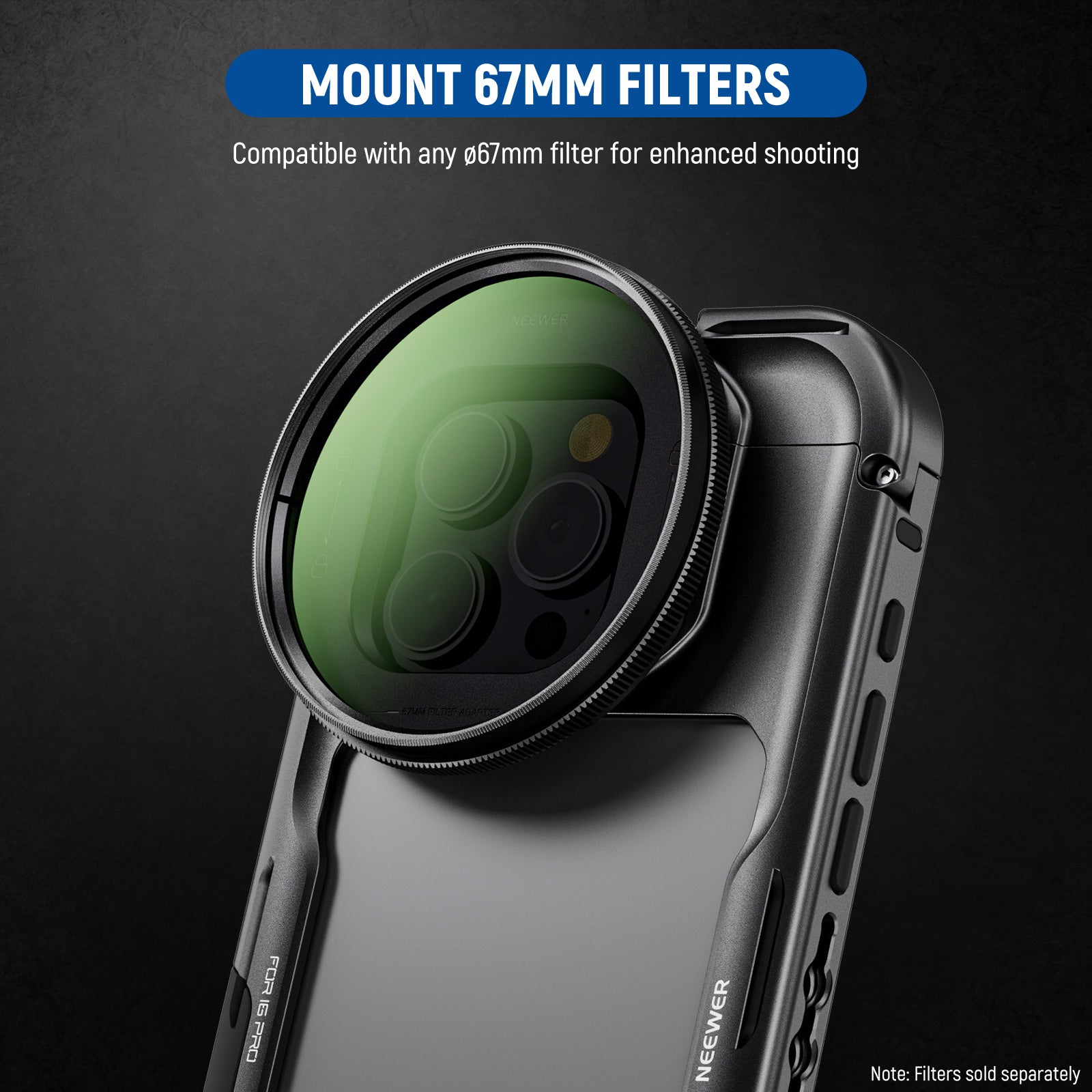 The snap on 67mm filter adapter connects 67mm UV, CPL, ND filters