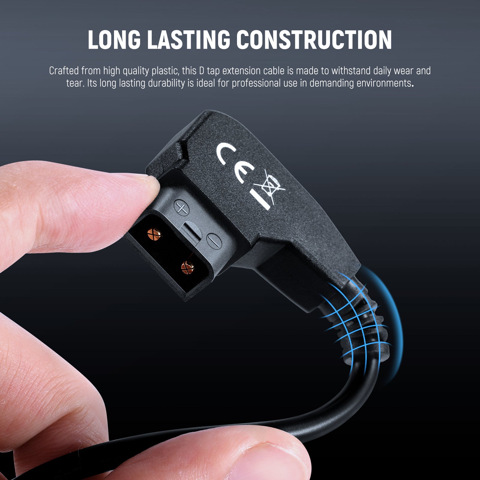 NEEWER NC012 D tap male to female extension cable is crafted from high quality plastic.