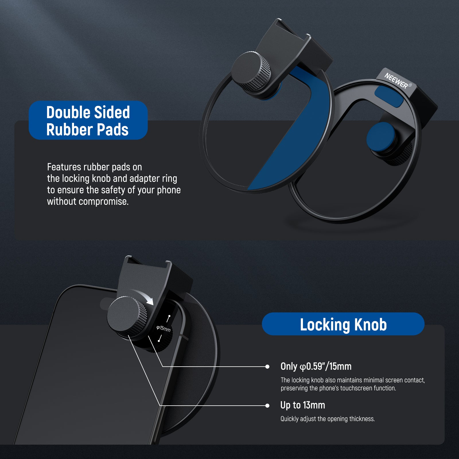 Locking Knob with Minimal Screen Contact