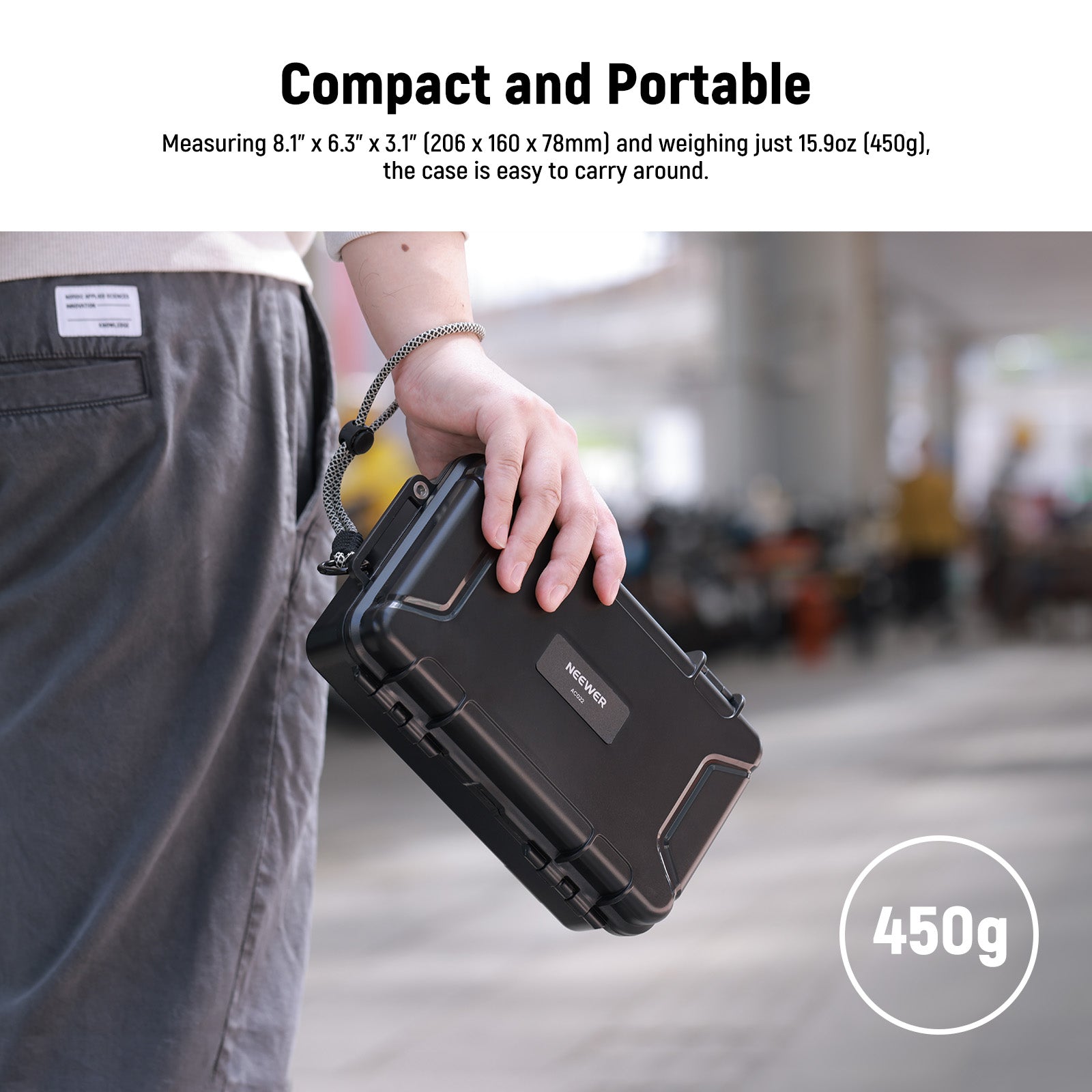 NEEWER AC022 Waterproof Hard Case is compact and portable.