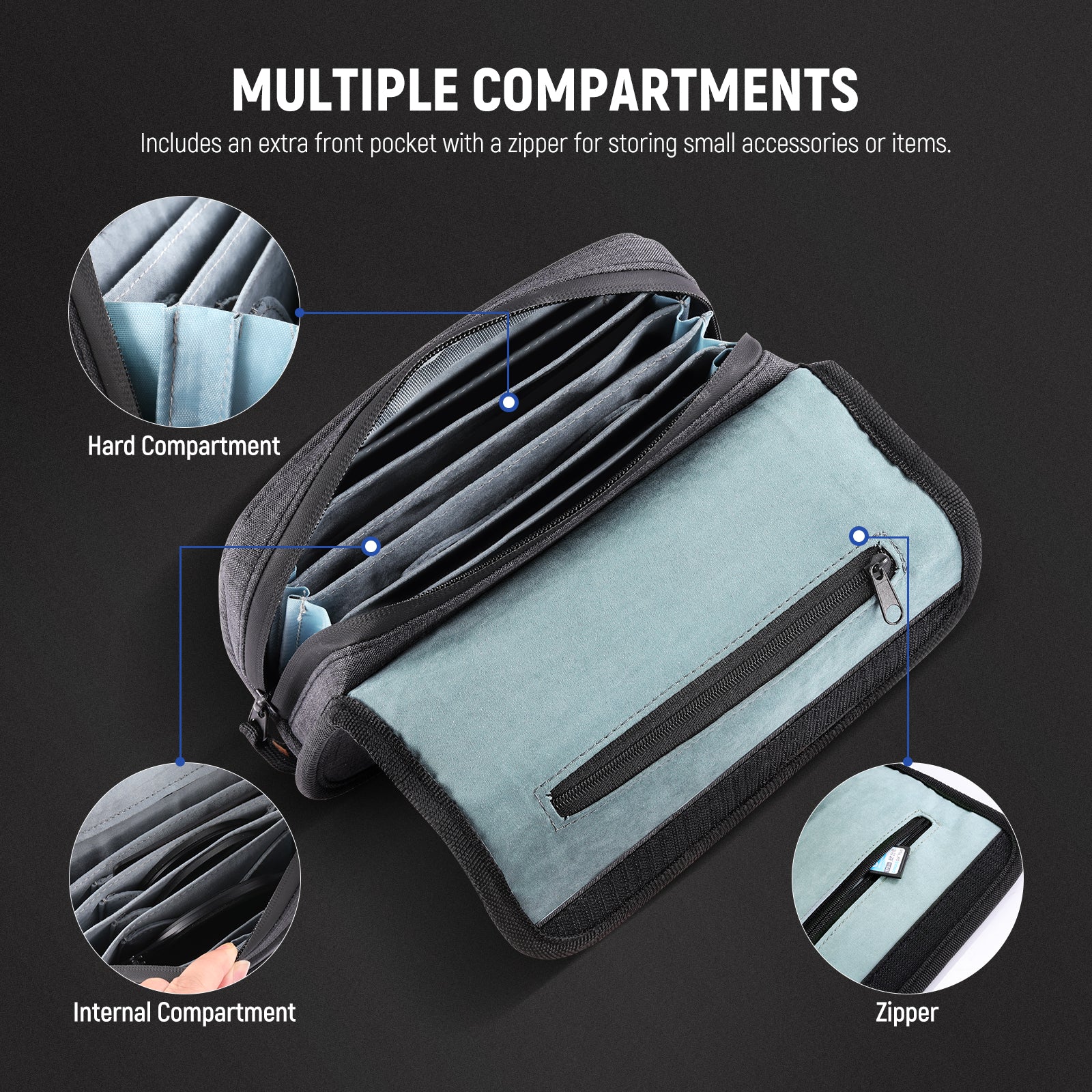 NEEWER PB025 Camera Lens Filter Case offers a large capacity with 6 internal compartments