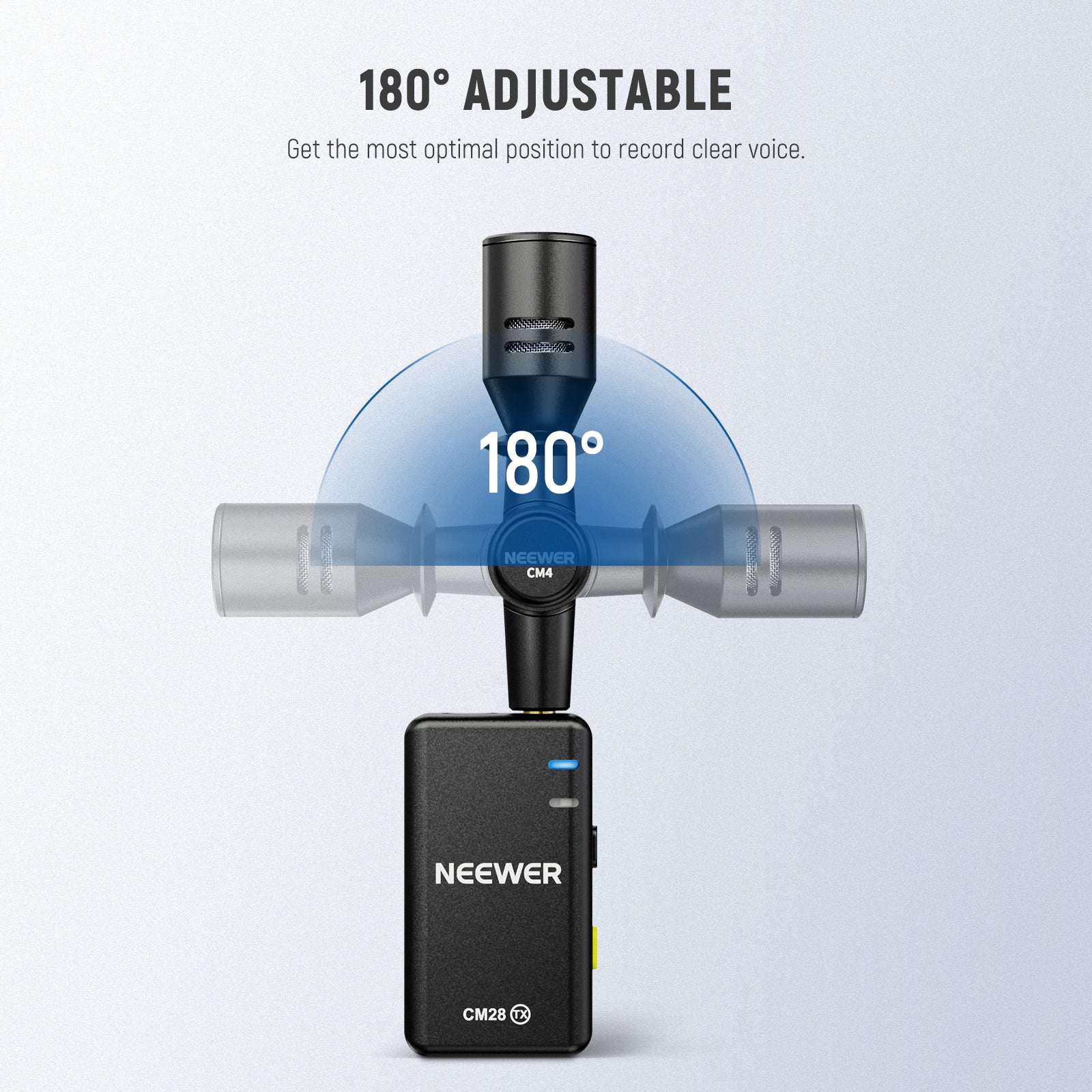 The flexible 3.5mm jack microphone is 180° rotatable
