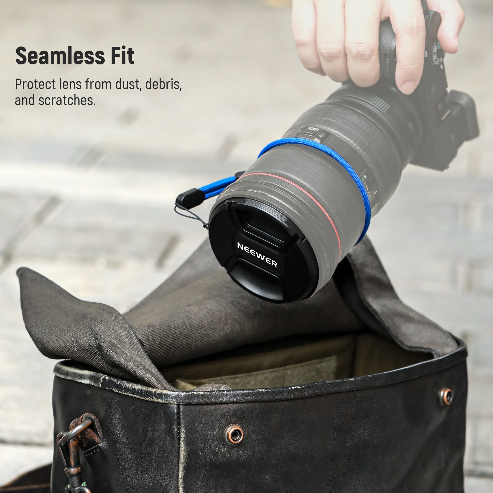 NEEWER Camera Lens Cap protects lens from dust.